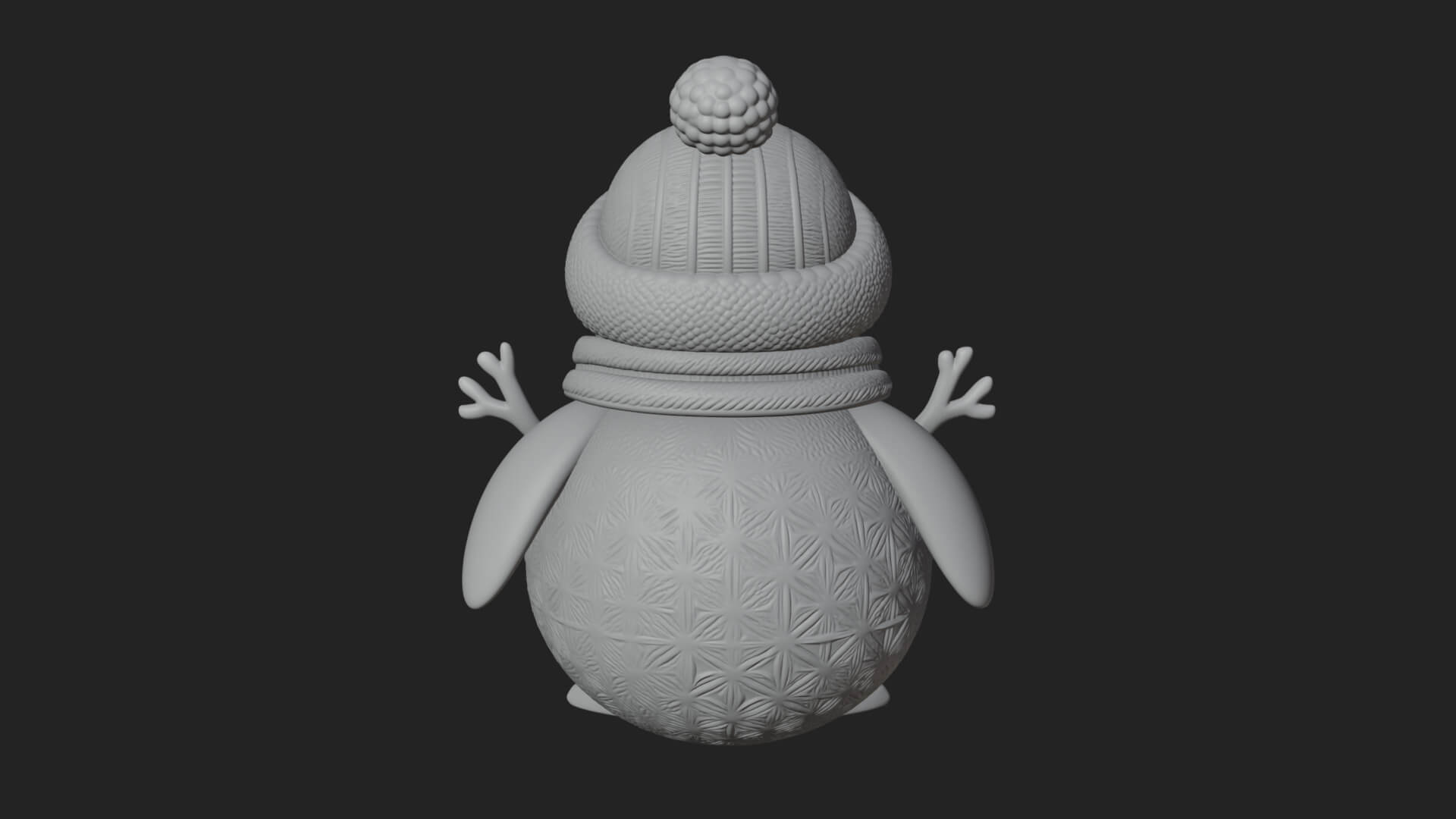 Knit Hat Penguin Statue Design 5 3D Print Model 3D Model