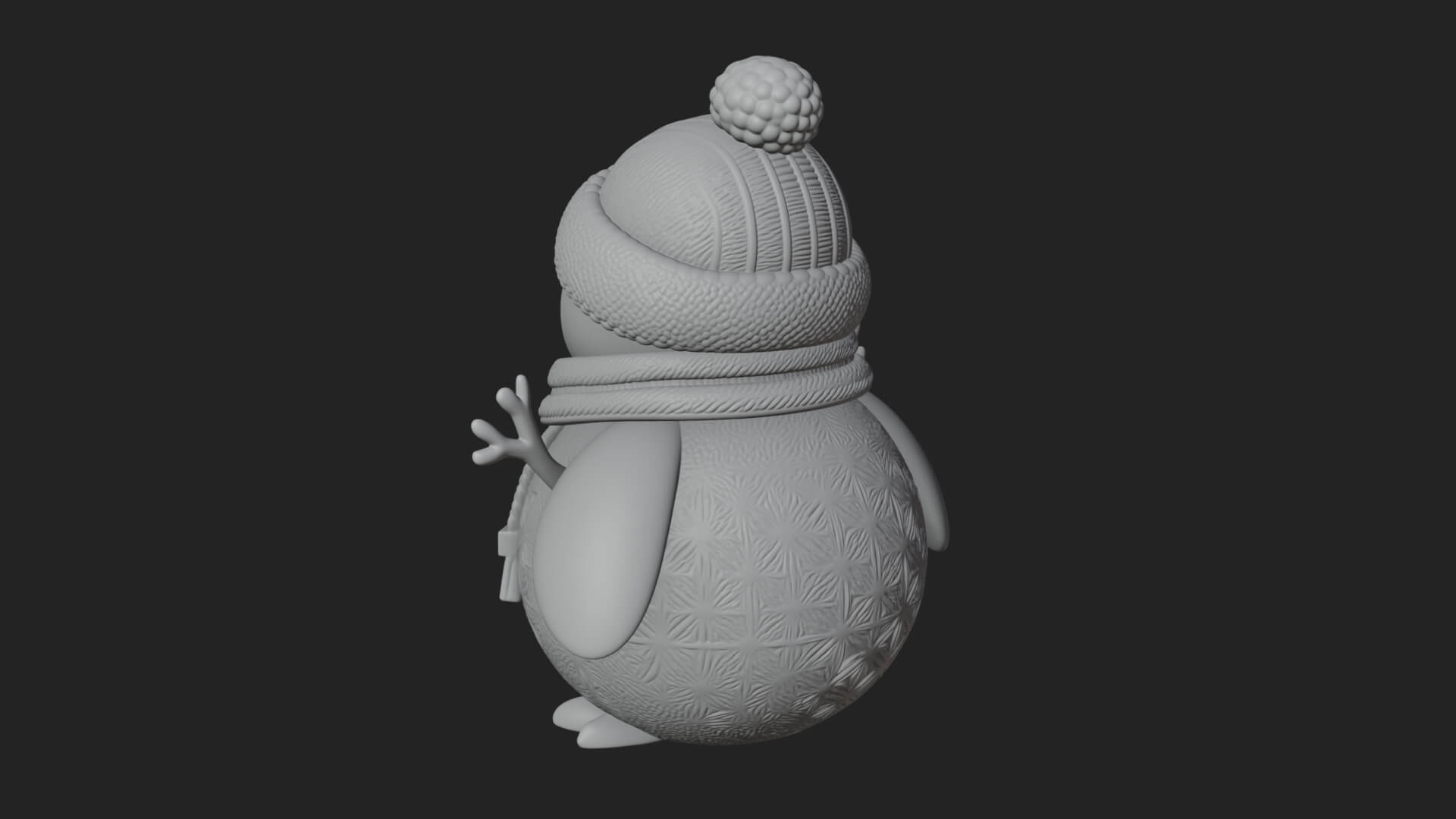 Knit Hat Penguin Statue Design 5 3D Print Model 3D Model