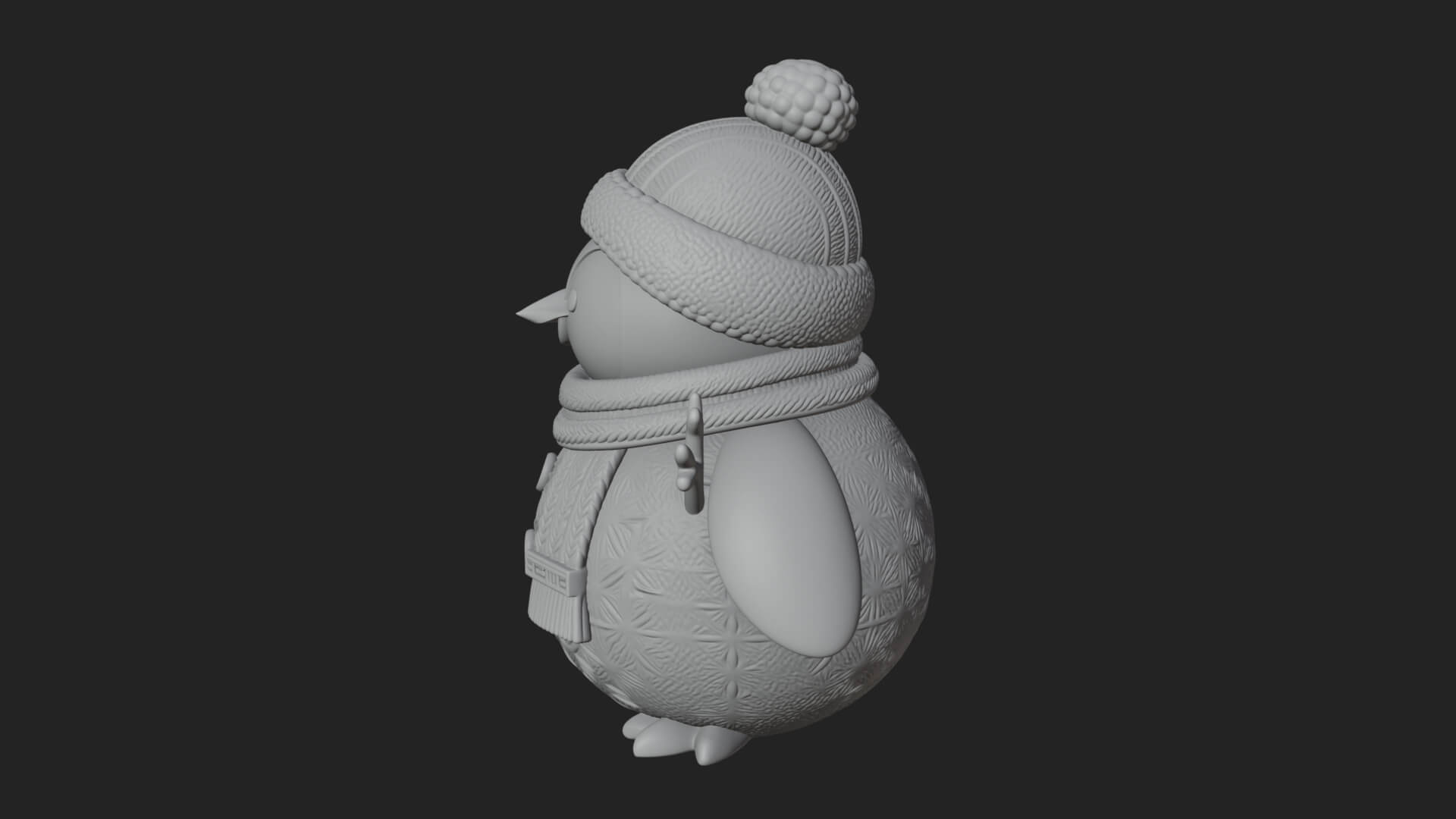 Knit Hat Penguin Statue Design 5 3D Print Model 3D Model