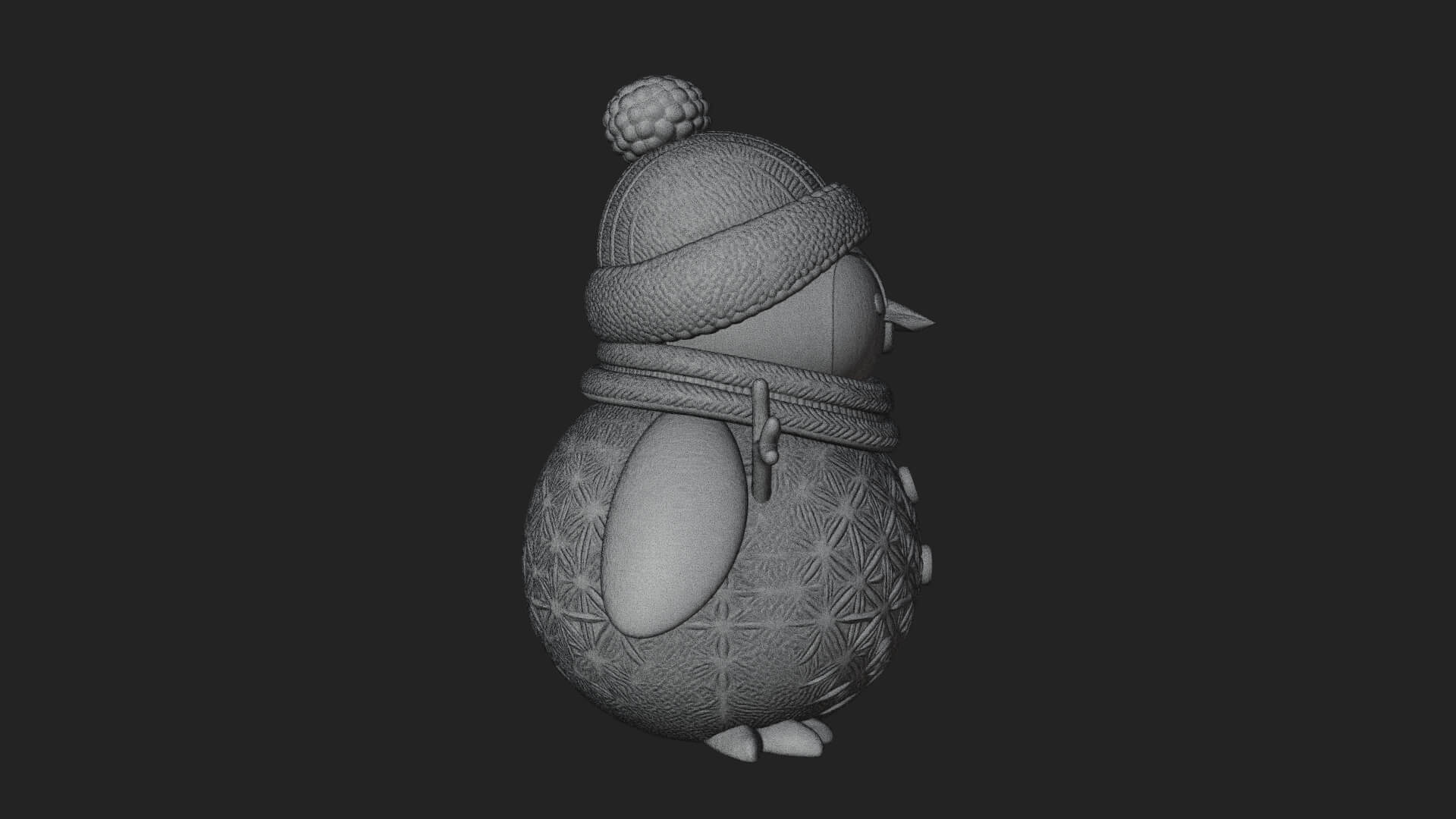 Knit Hat Penguin Statue Design 5 3D Print Model 3D Model