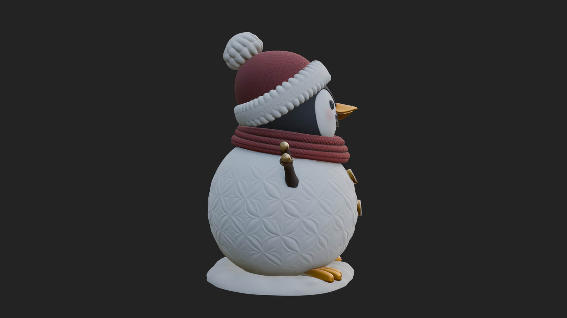 Knit Hat Penguin Statue Design 6 3D Print Model 3D Model