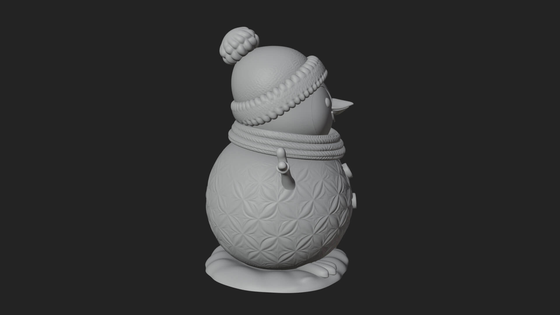 Knit Hat Penguin Statue Design 6 3D Print Model 3D Model