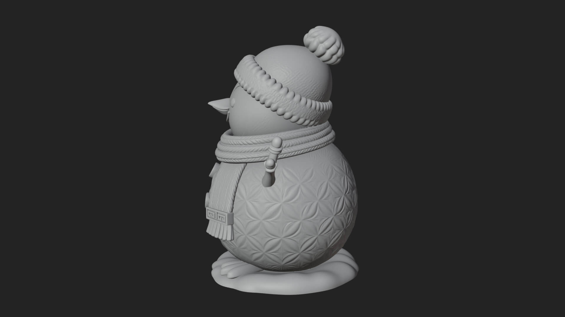 Knit Hat Penguin Statue Design 6 3D Print Model 3D Model