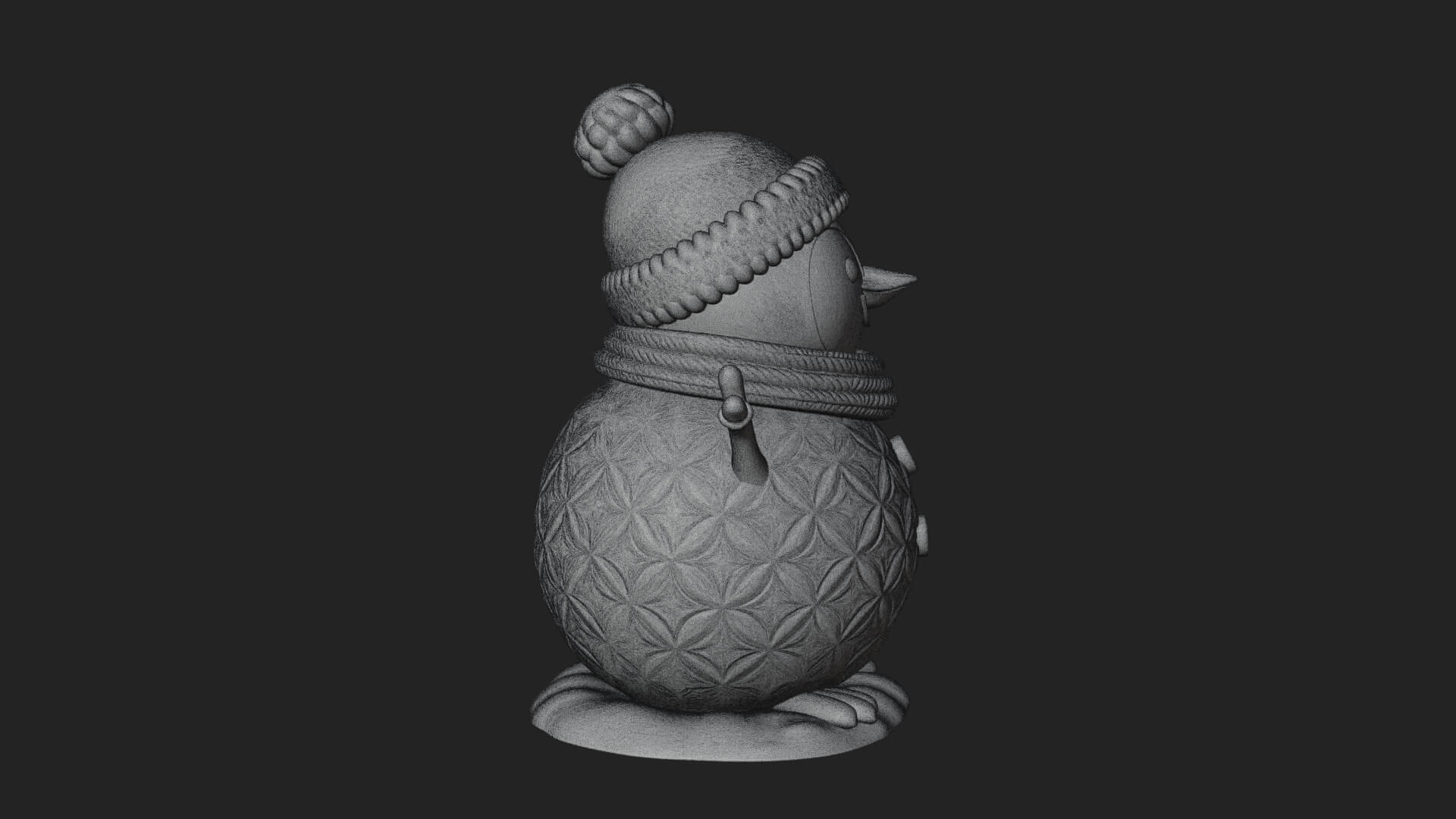 Knit Hat Penguin Statue Design 6 3D Print Model 3D Model