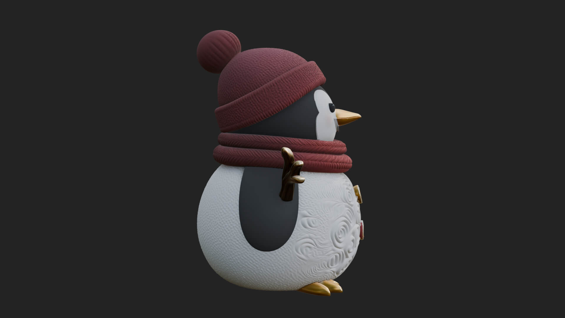 Knit Hat Penguin Statue Design 7 3D Print Model 3D Model