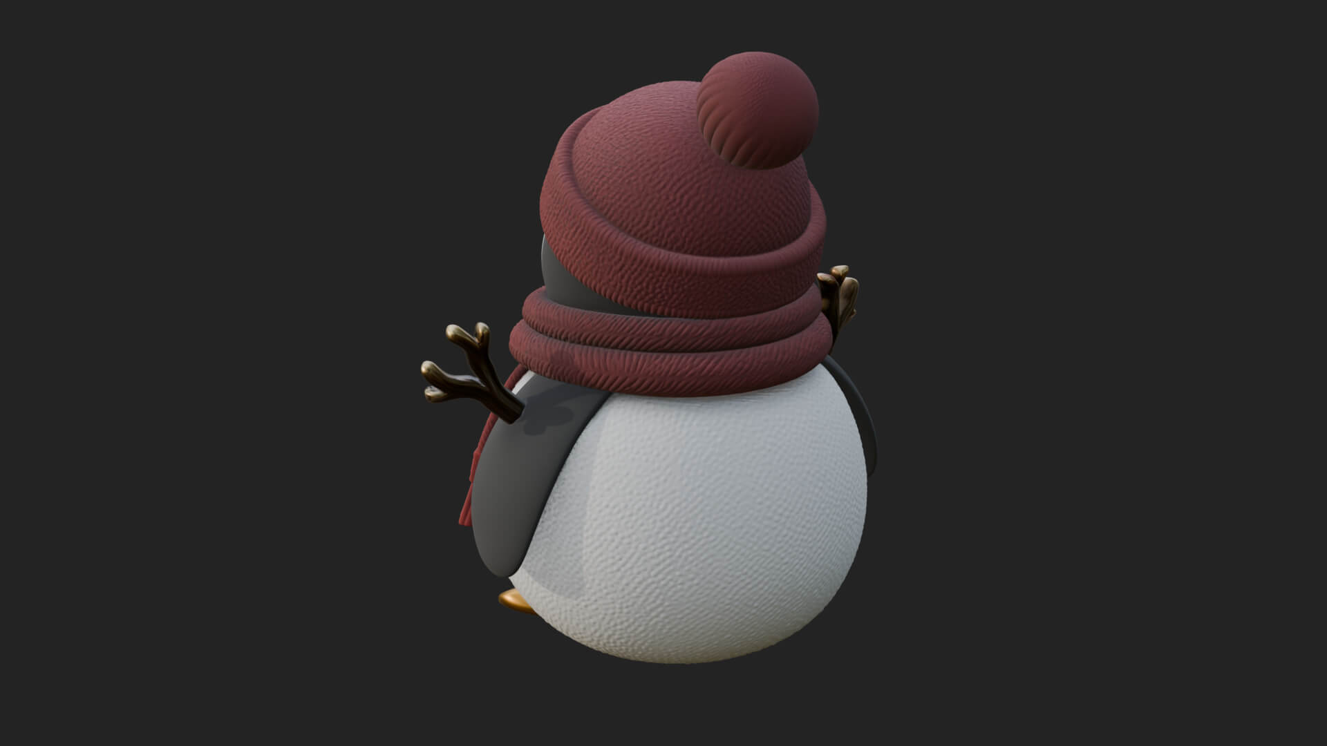 Knit Hat Penguin Statue Design 7 3D Print Model 3D Model