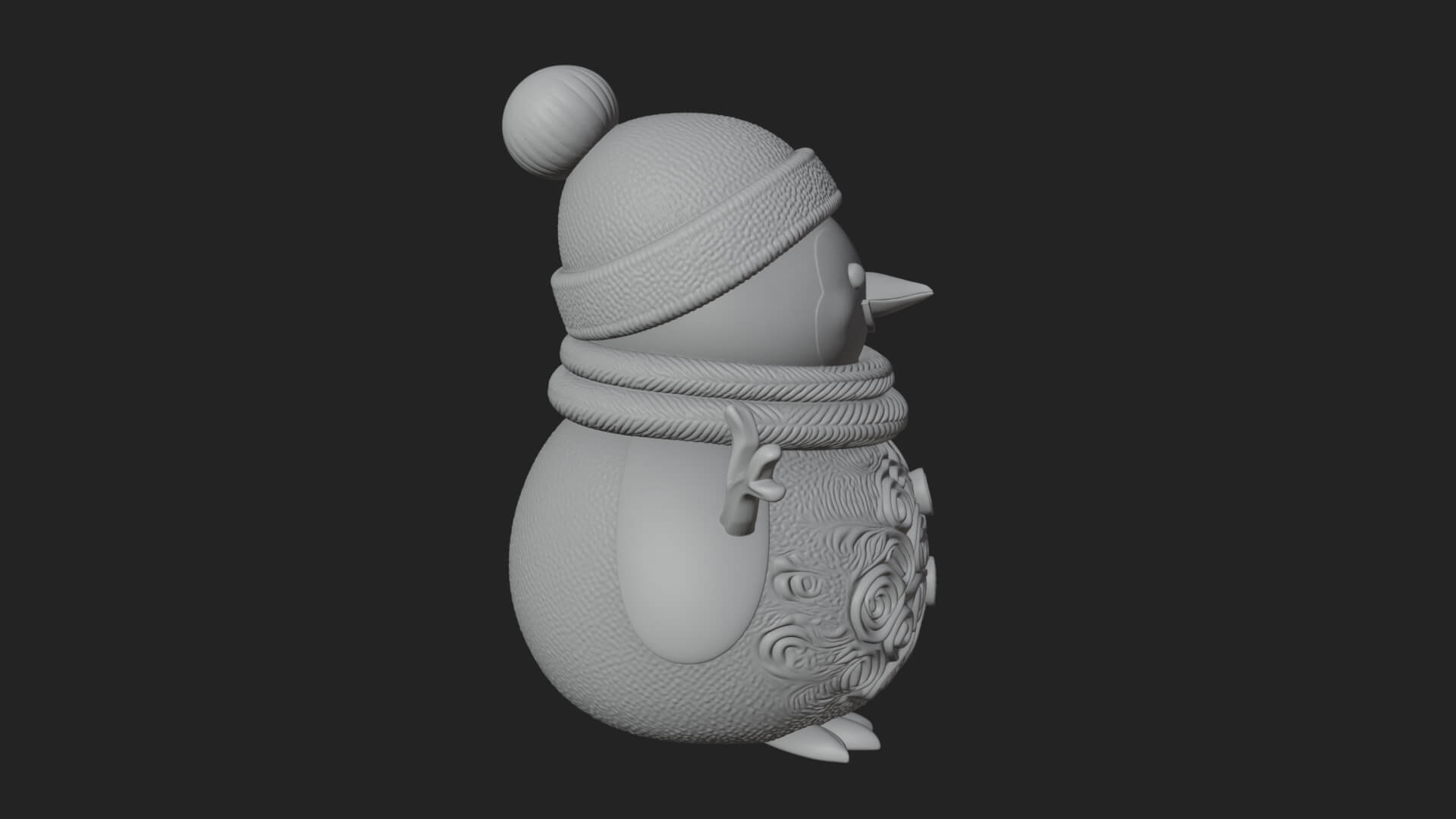 Knit Hat Penguin Statue Design 7 3D Print Model 3D Model