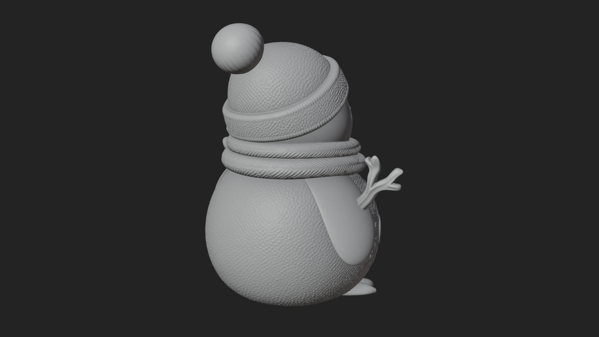 Knit Hat Penguin Statue Design 7 3D Print Model 3D Model