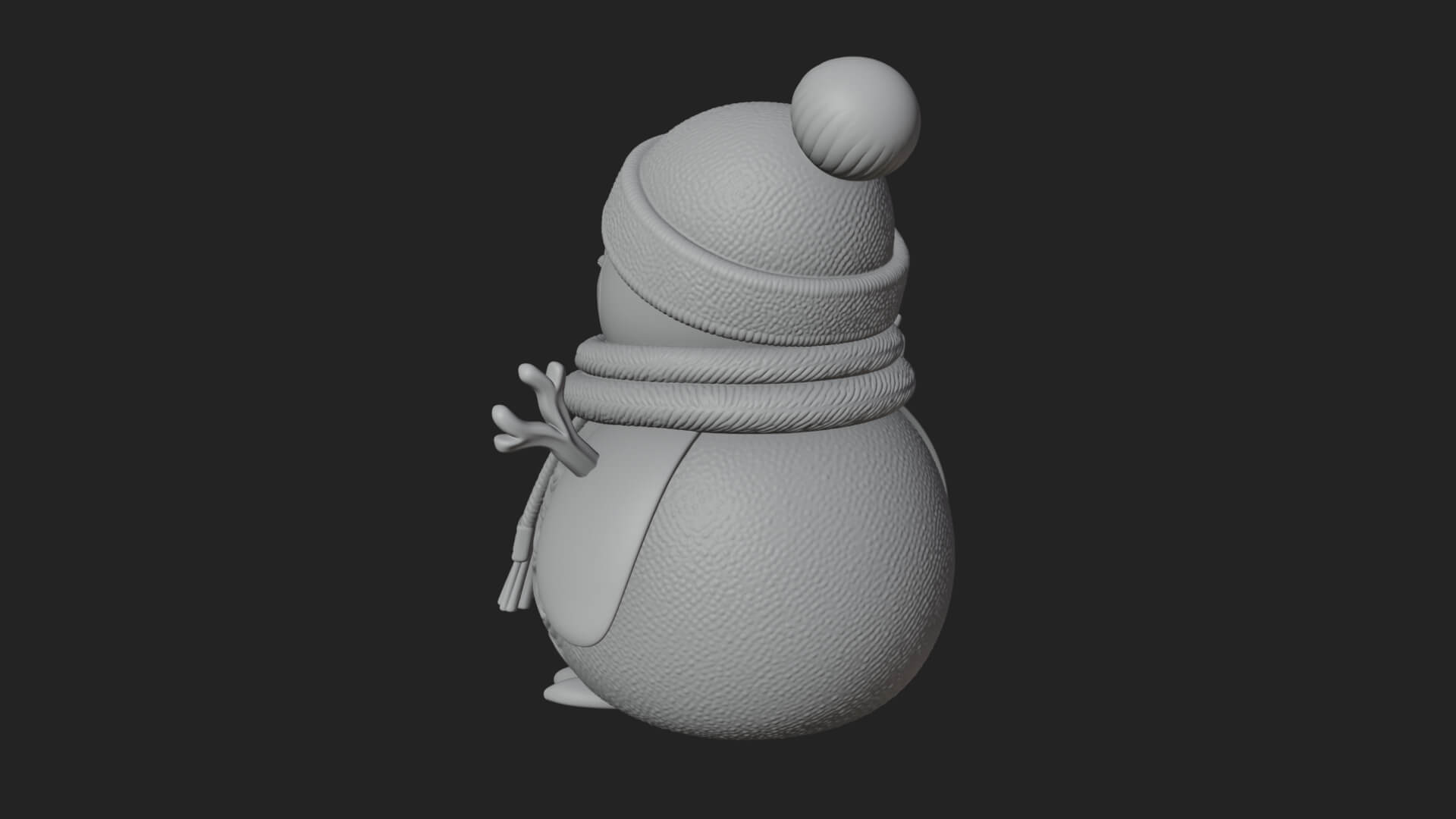 Knit Hat Penguin Statue Design 7 3D Print Model 3D Model