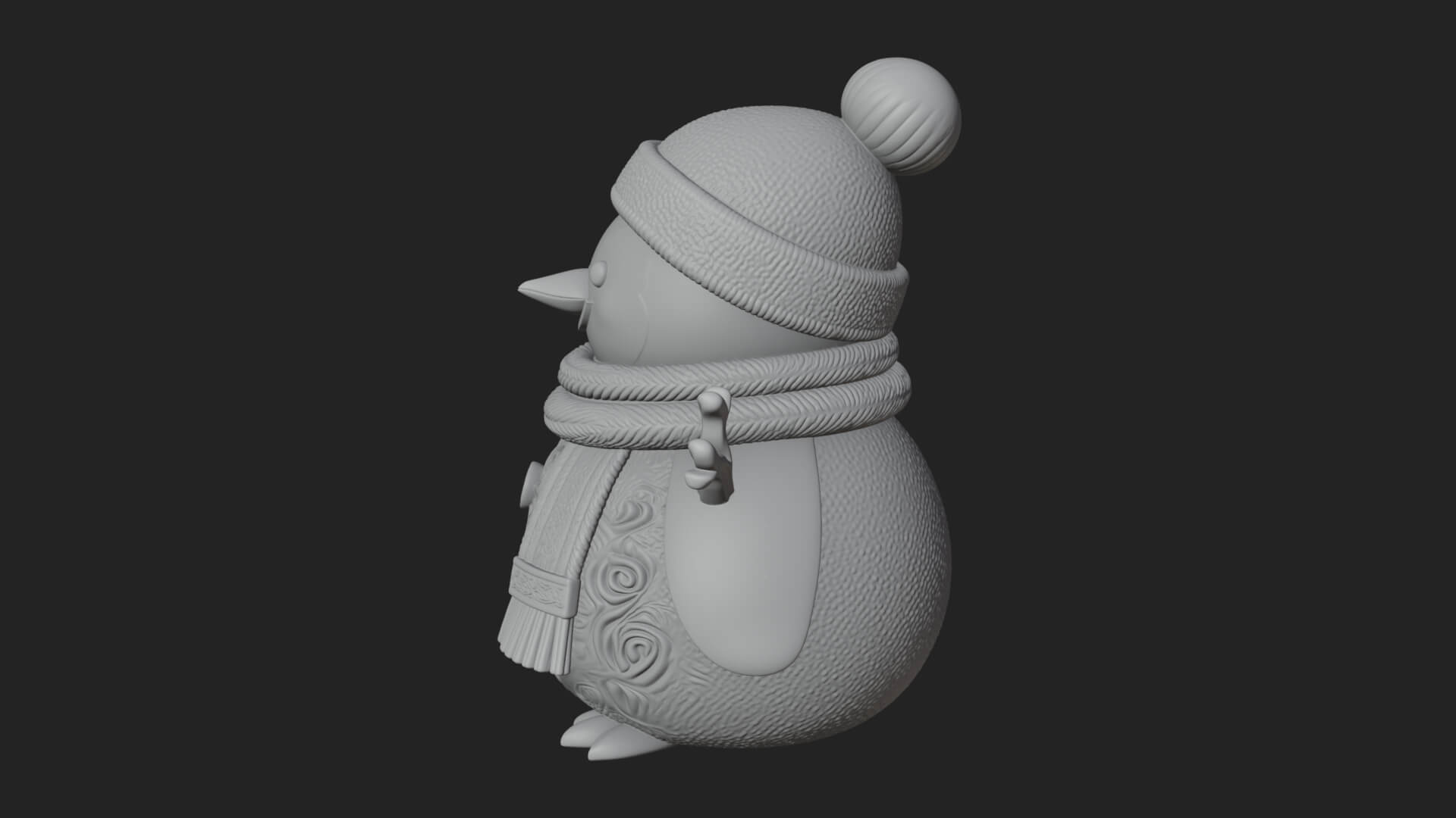 Knit Hat Penguin Statue Design 7 3D Print Model 3D Model