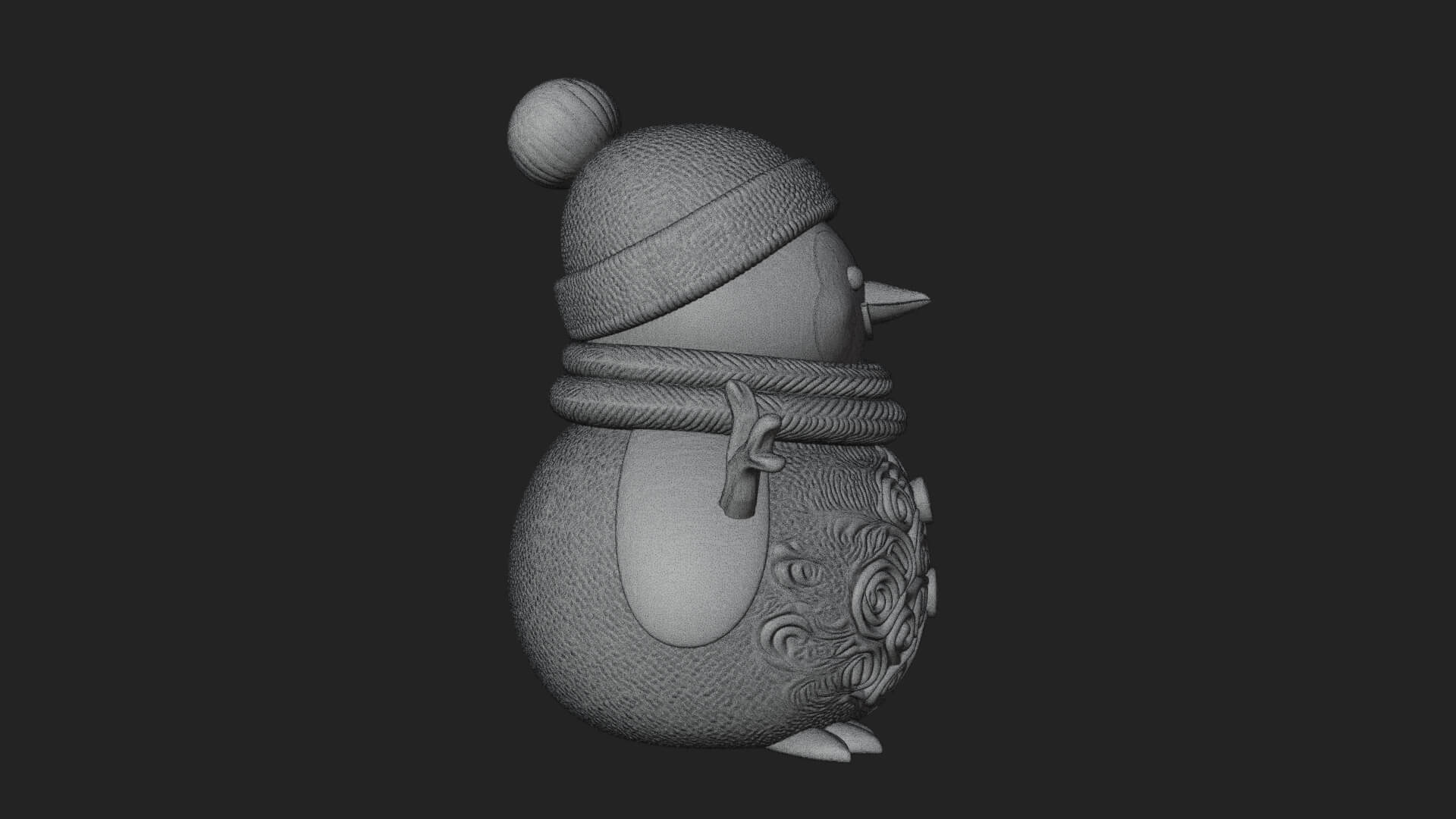 Knit Hat Penguin Statue Design 7 3D Print Model 3D Model