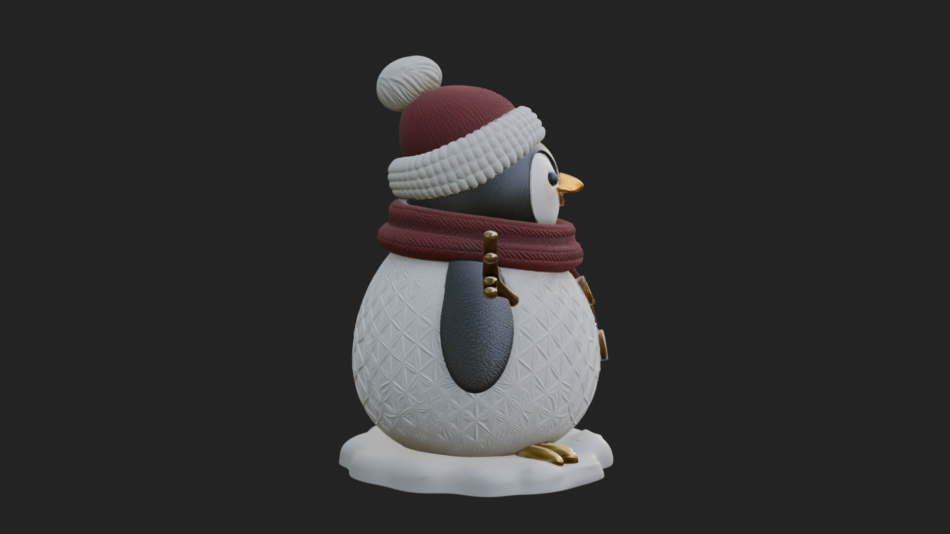 Knit Hat Penguin Statue Design 8 3D Print Model 3D Model