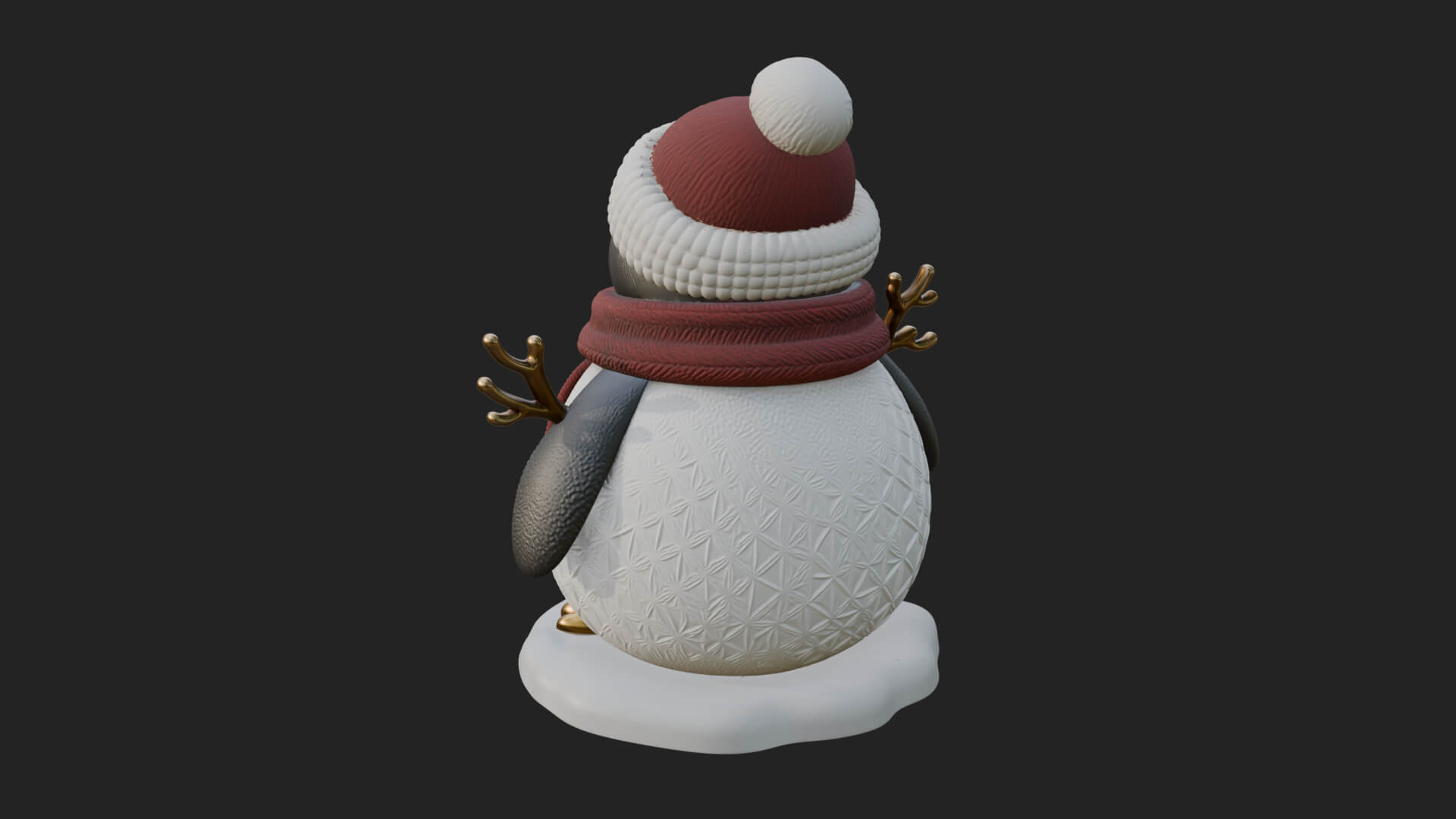 Knit Hat Penguin Statue Design 8 3D Print Model 3D Model