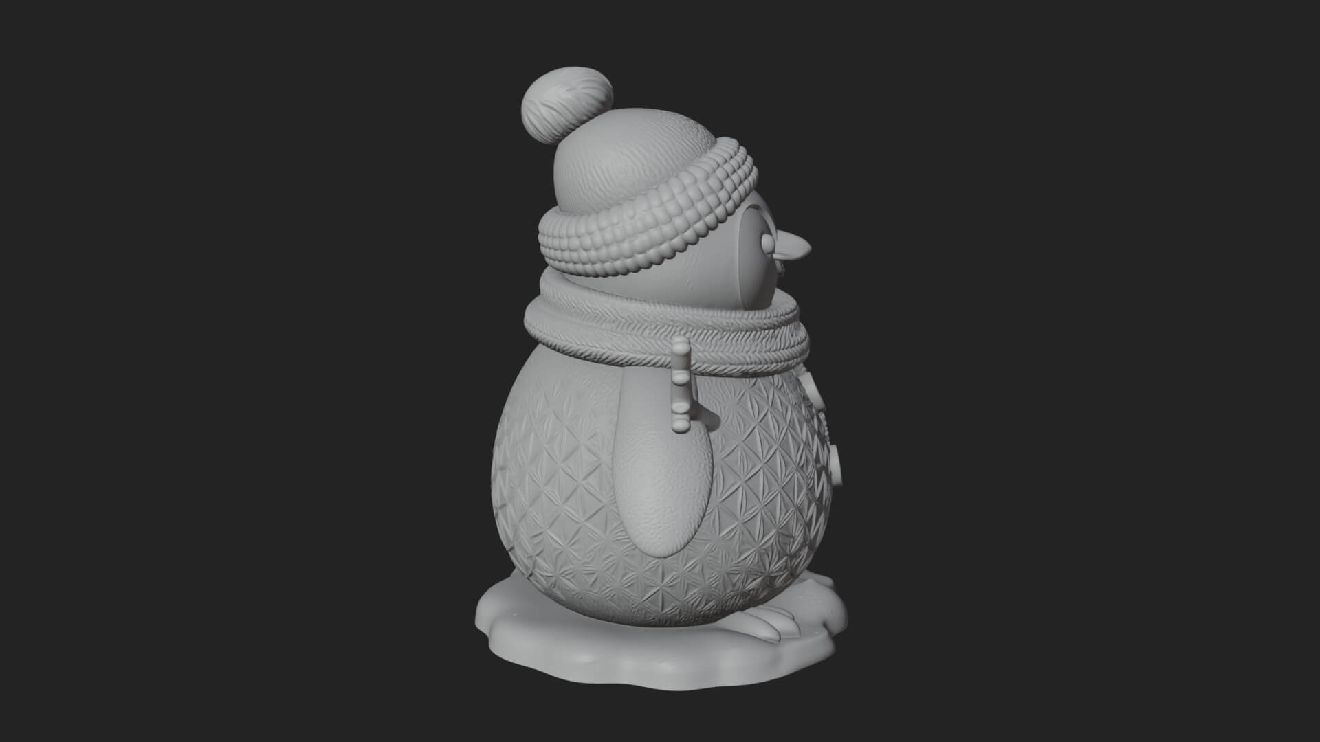 Knit Hat Penguin Statue Design 8 3D Print Model 3D Model