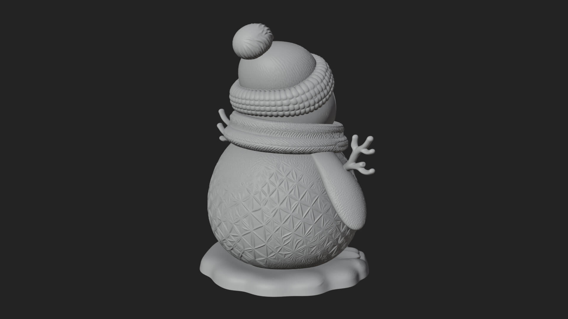 Knit Hat Penguin Statue Design 8 3D Print Model 3D Model