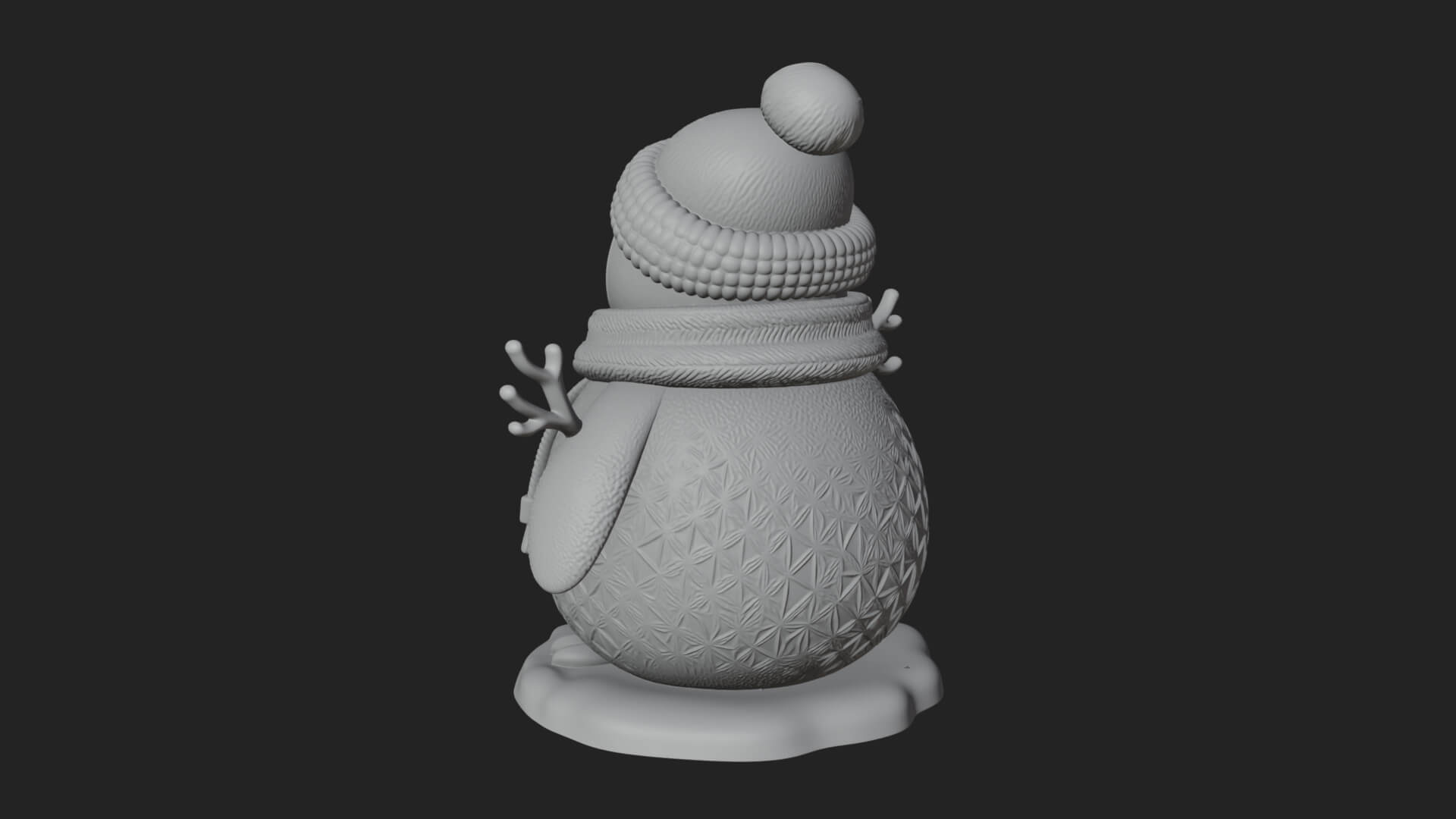 Knit Hat Penguin Statue Design 8 3D Print Model 3D Model