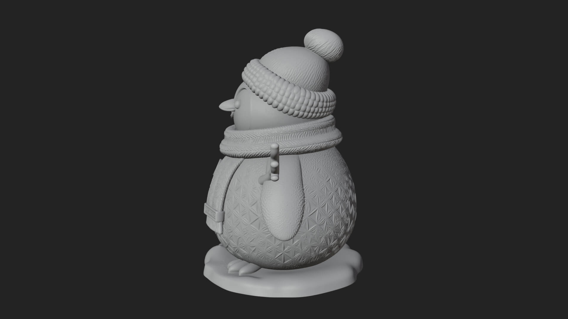 Knit Hat Penguin Statue Design 8 3D Print Model 3D Model