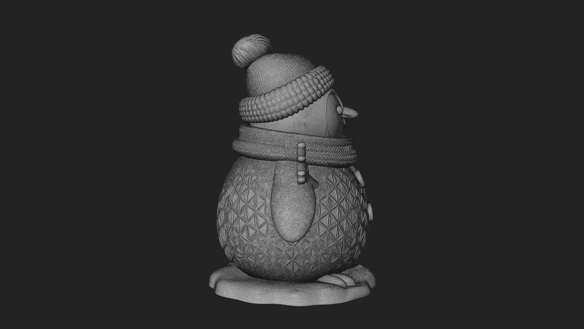 Knit Hat Penguin Statue Design 8 3D Print Model 3D Model