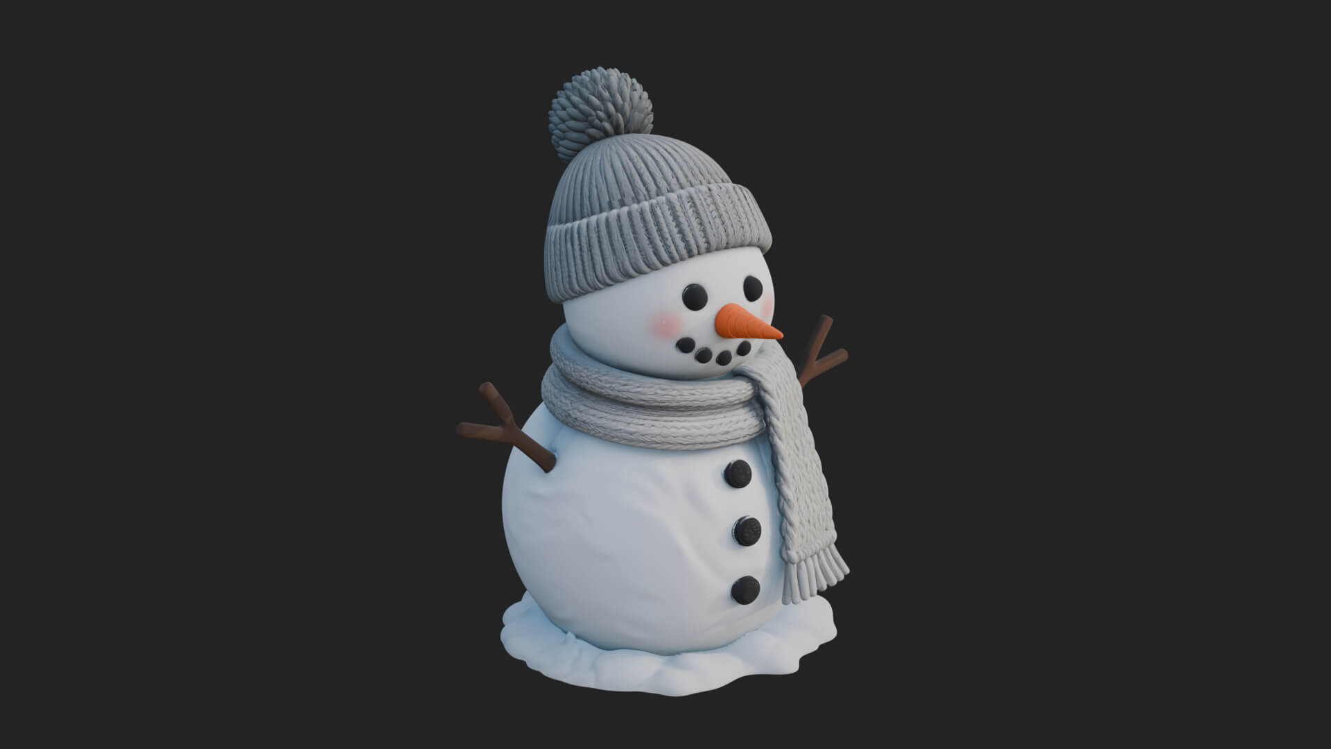 Knit Hat Snowman Statue Design 1 3D Print Model 3D Model