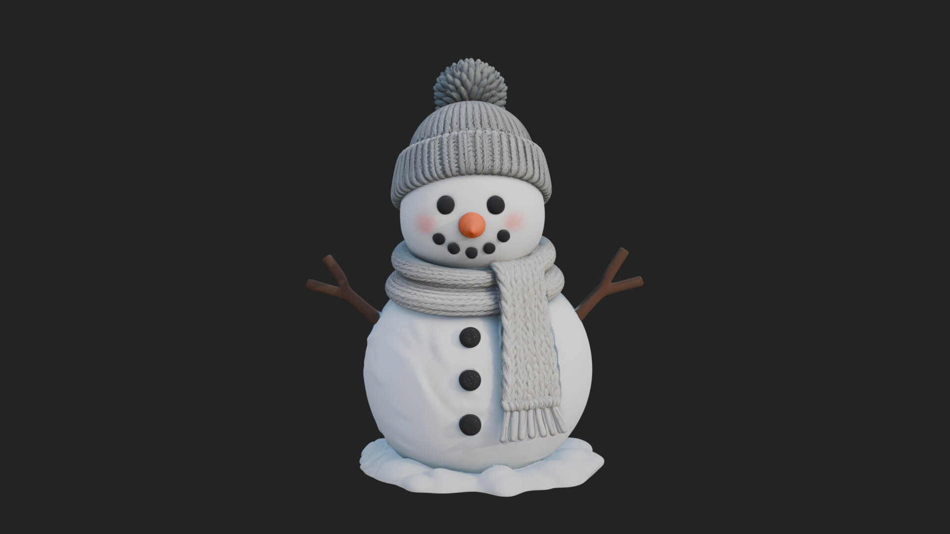 Knit Hat Snowman Statue Design 1 3D Print Model 3D Model