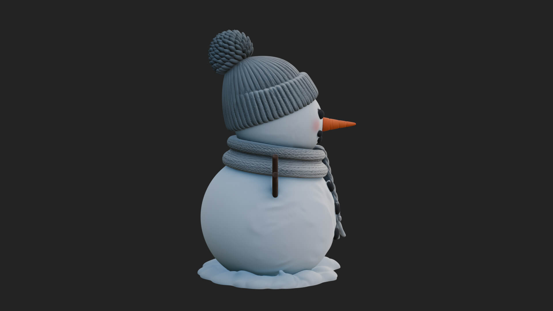 Knit Hat Snowman Statue Design 1 3D Print Model 3D Model