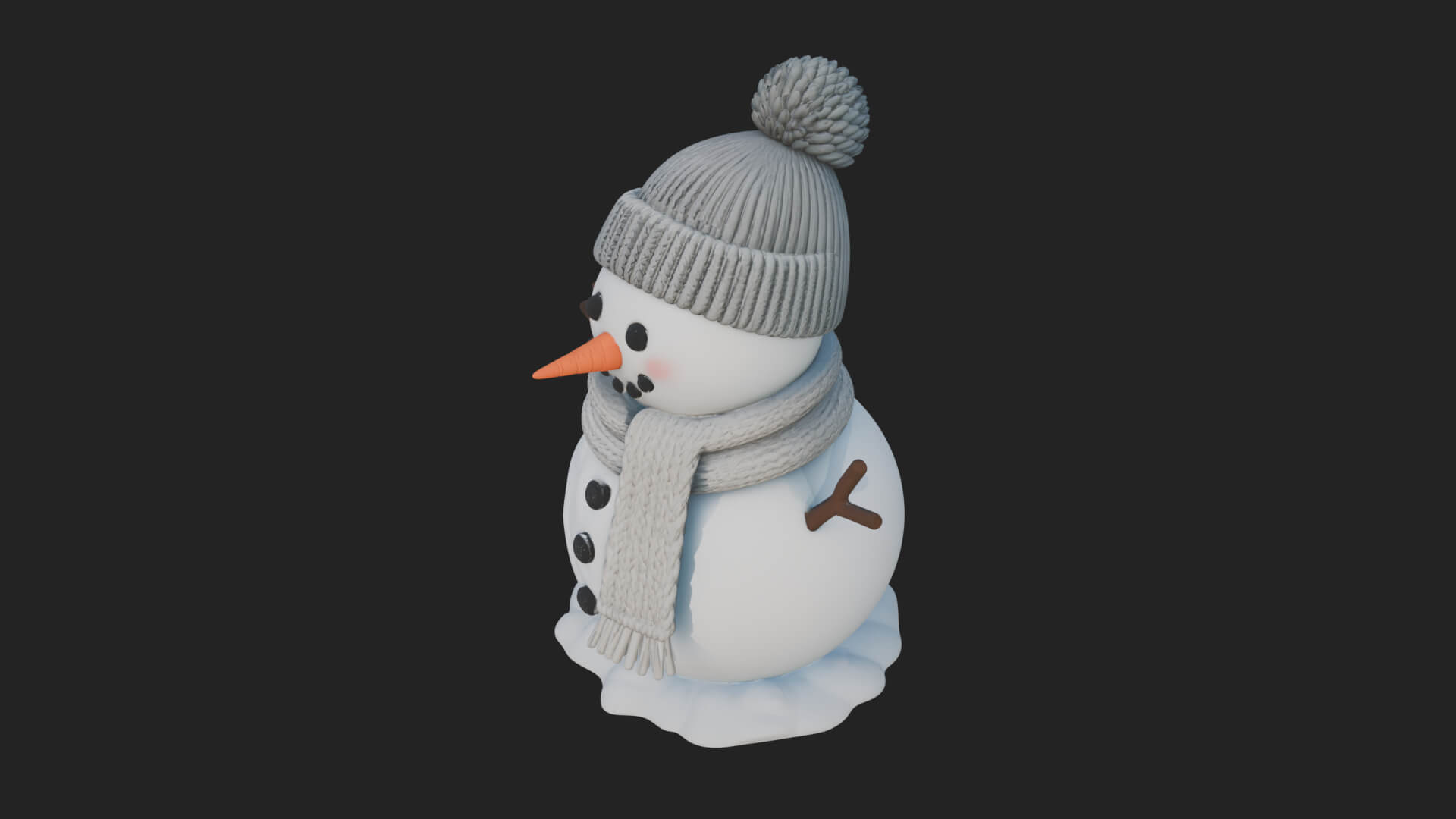 Knit Hat Snowman Statue Design 1 3D Print Model 3D Model