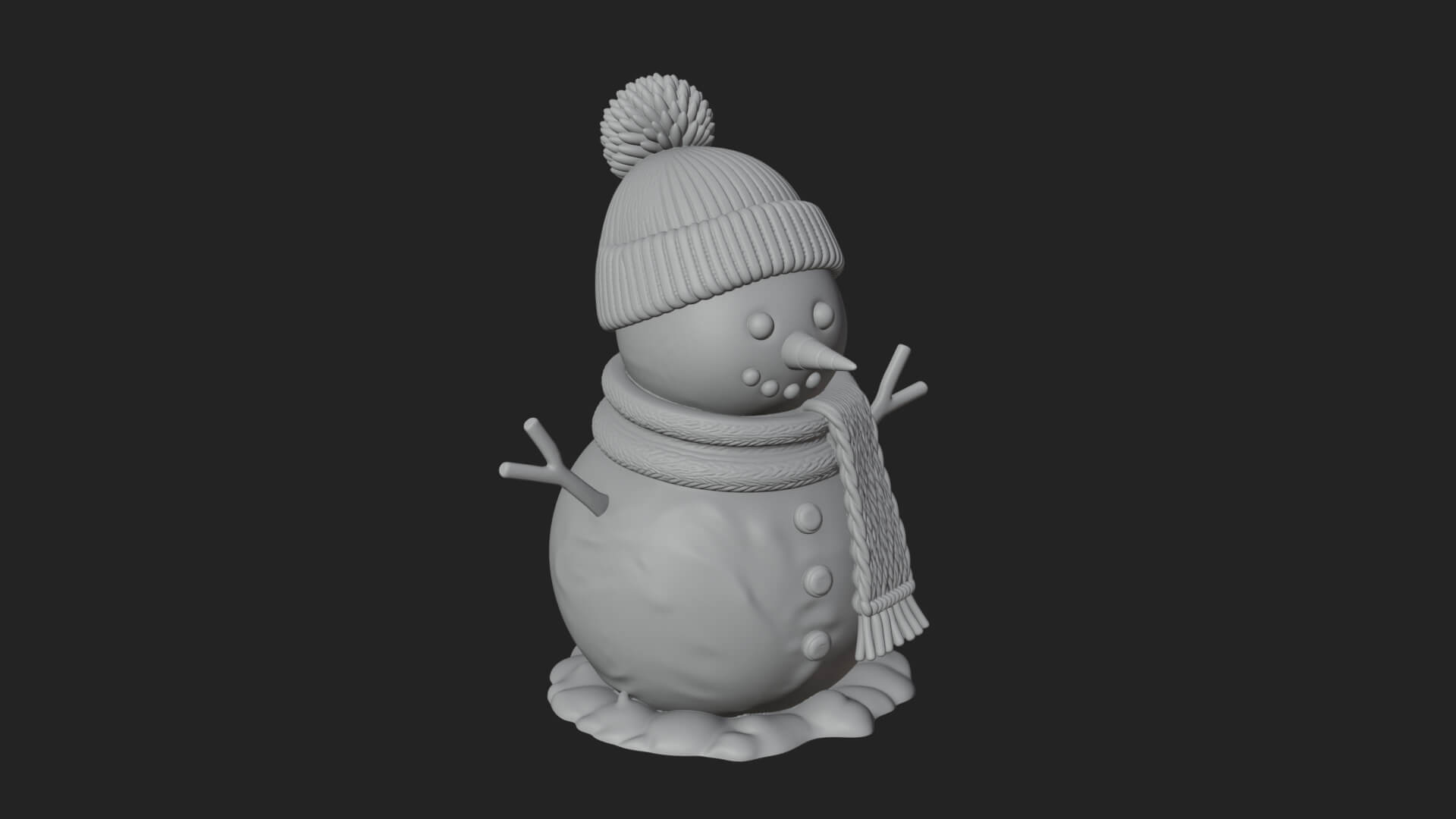 Knit Hat Snowman Statue Design 1 3D Print Model 3D Model