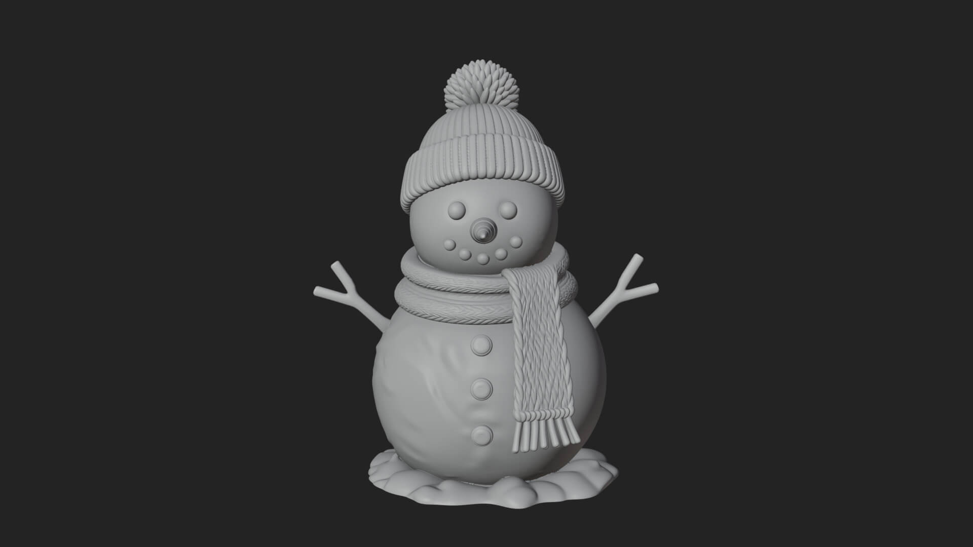 Knit Hat Snowman Statue Design 1 3D Print Model 3D Model