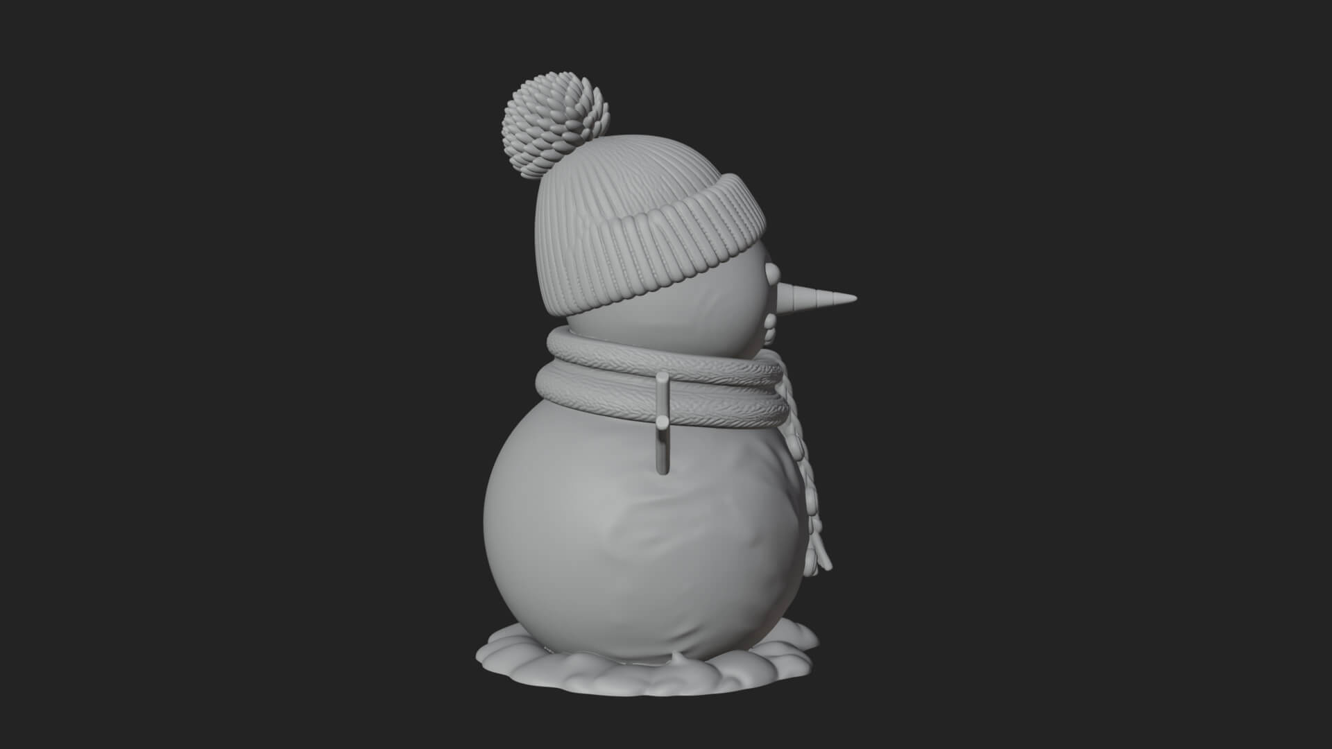 Knit Hat Snowman Statue Design 1 3D Print Model 3D Model