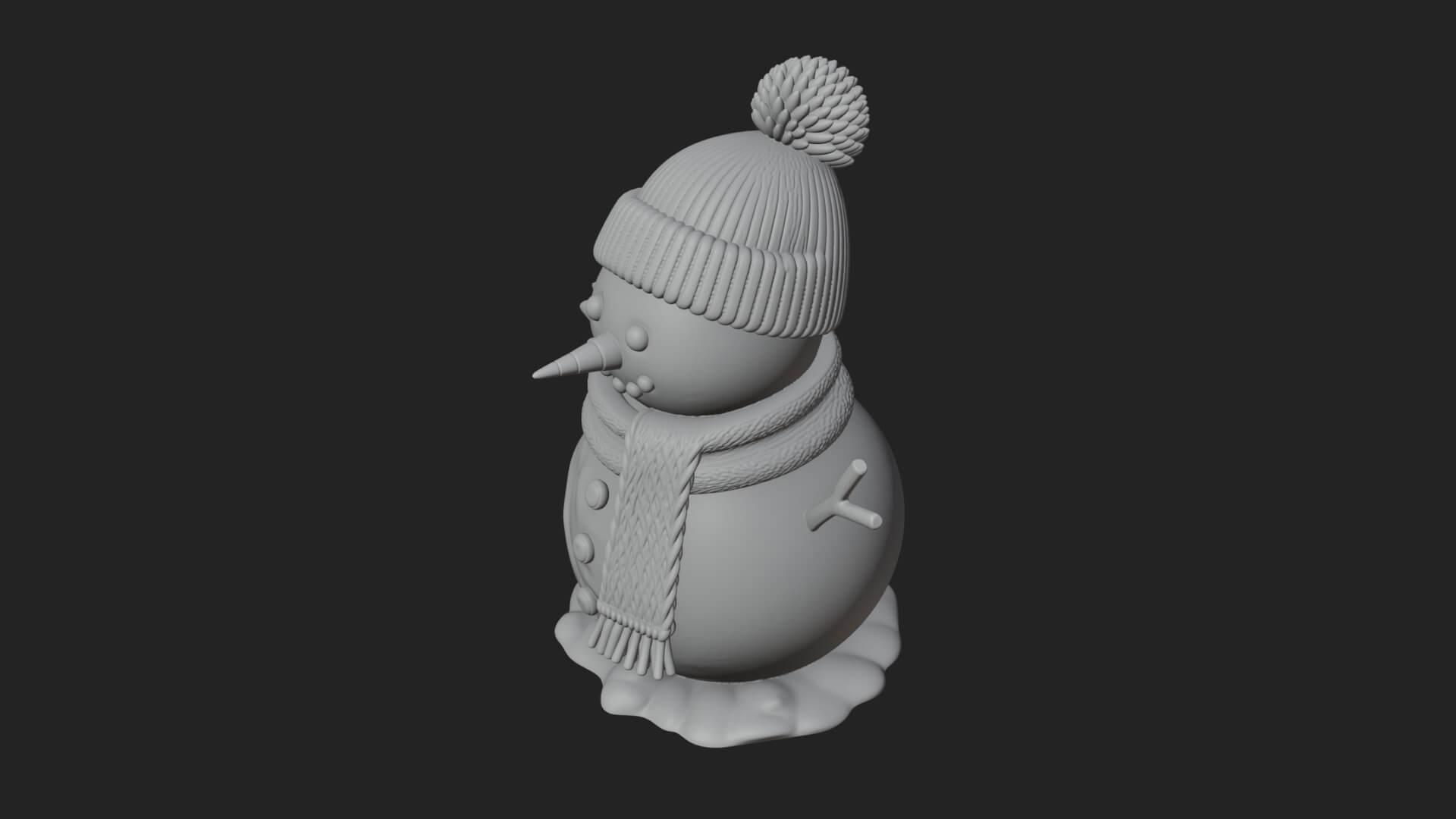 Knit Hat Snowman Statue Design 1 3D Print Model 3D Model