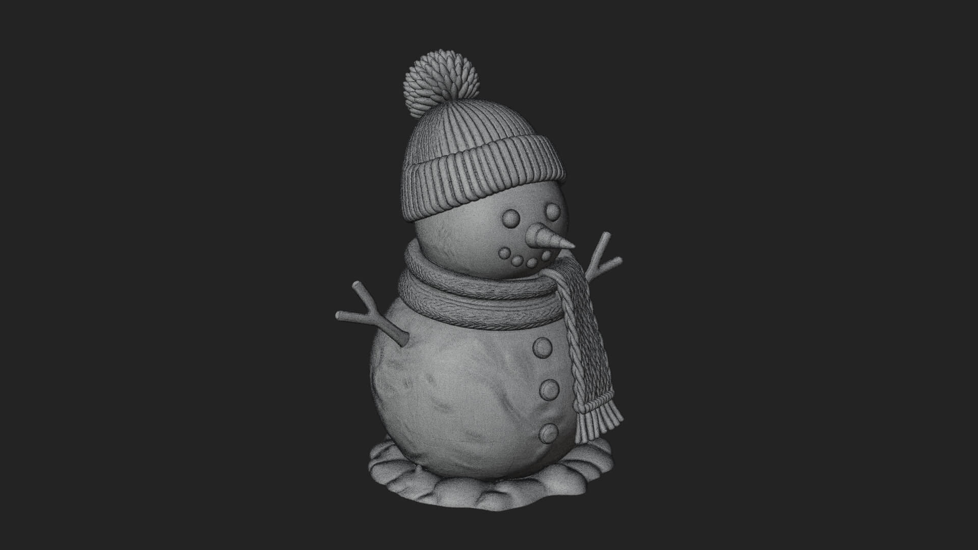 Knit Hat Snowman Statue Design 1 3D Print Model 3D Model