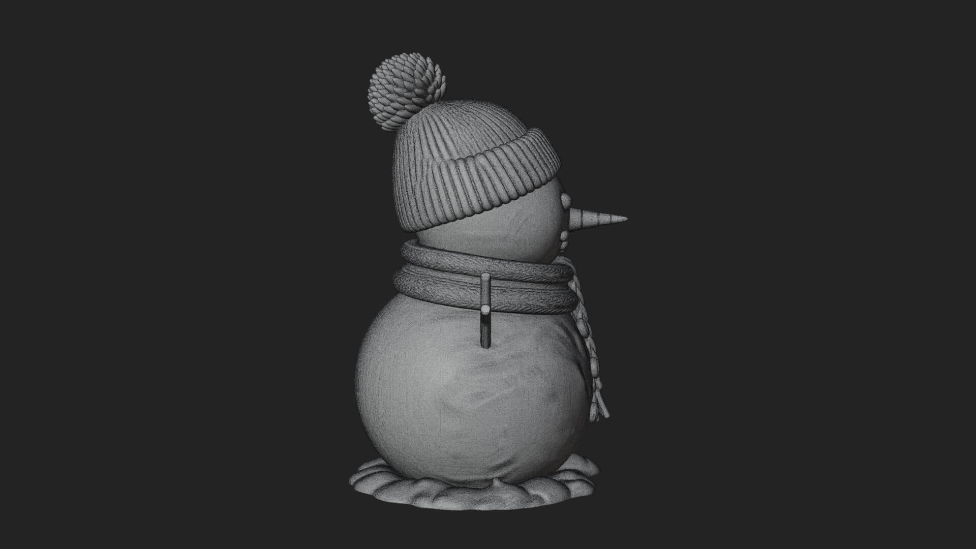 Knit Hat Snowman Statue Design 1 3D Print Model 3D Model