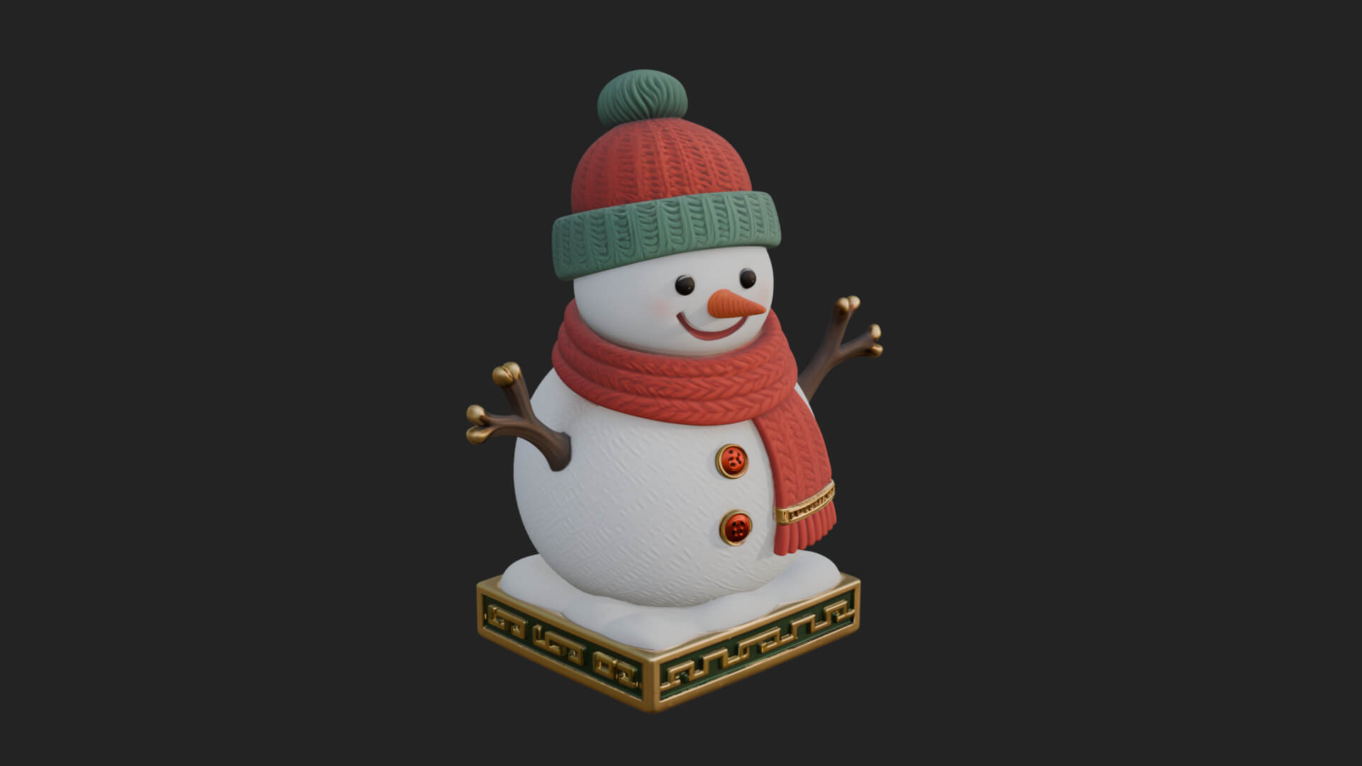 Knit Hat Snowman Statue Design 10 3D Print Model 3D Model