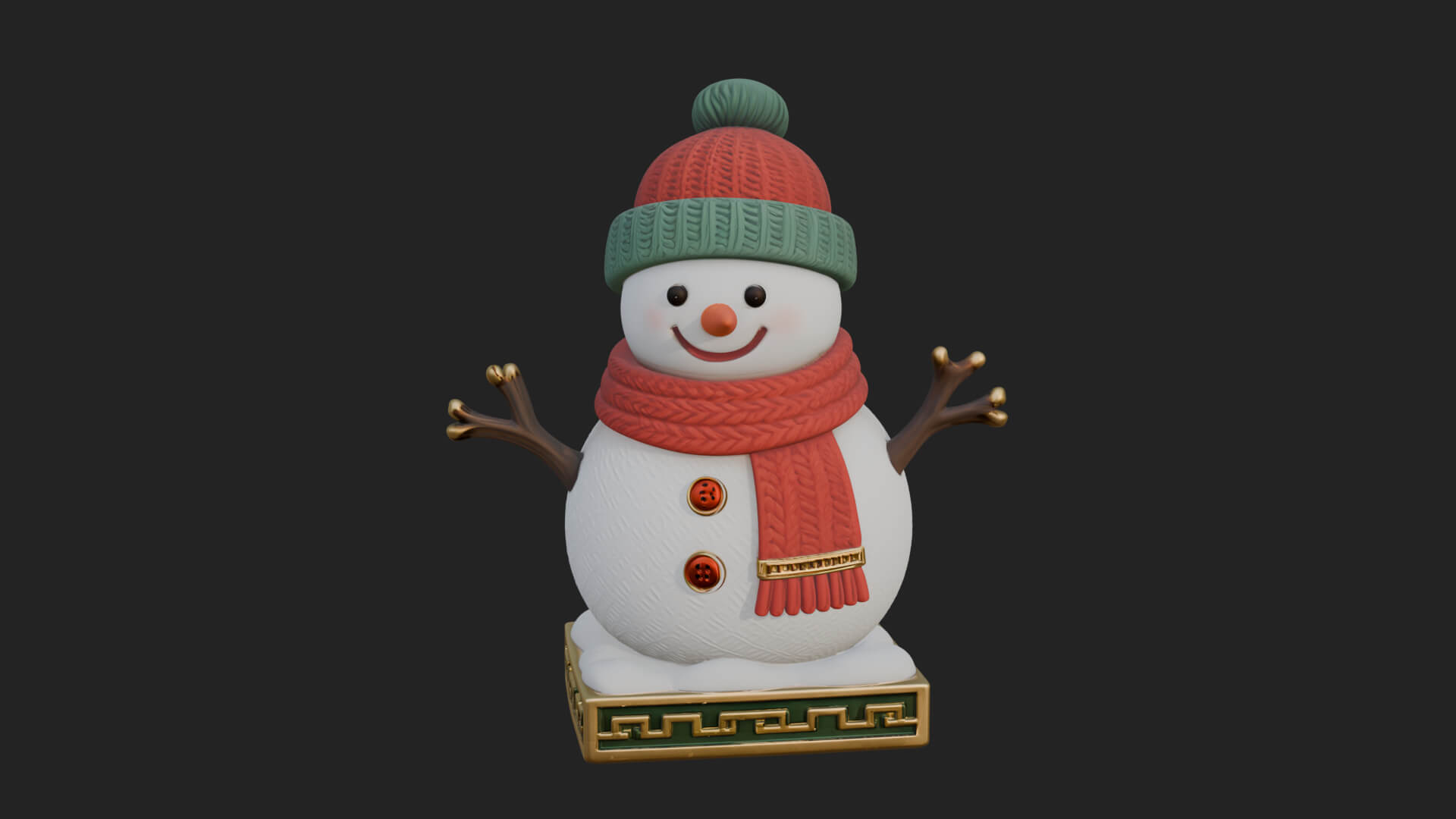 Knit Hat Snowman Statue Design 10 3D Print Model 3D Model