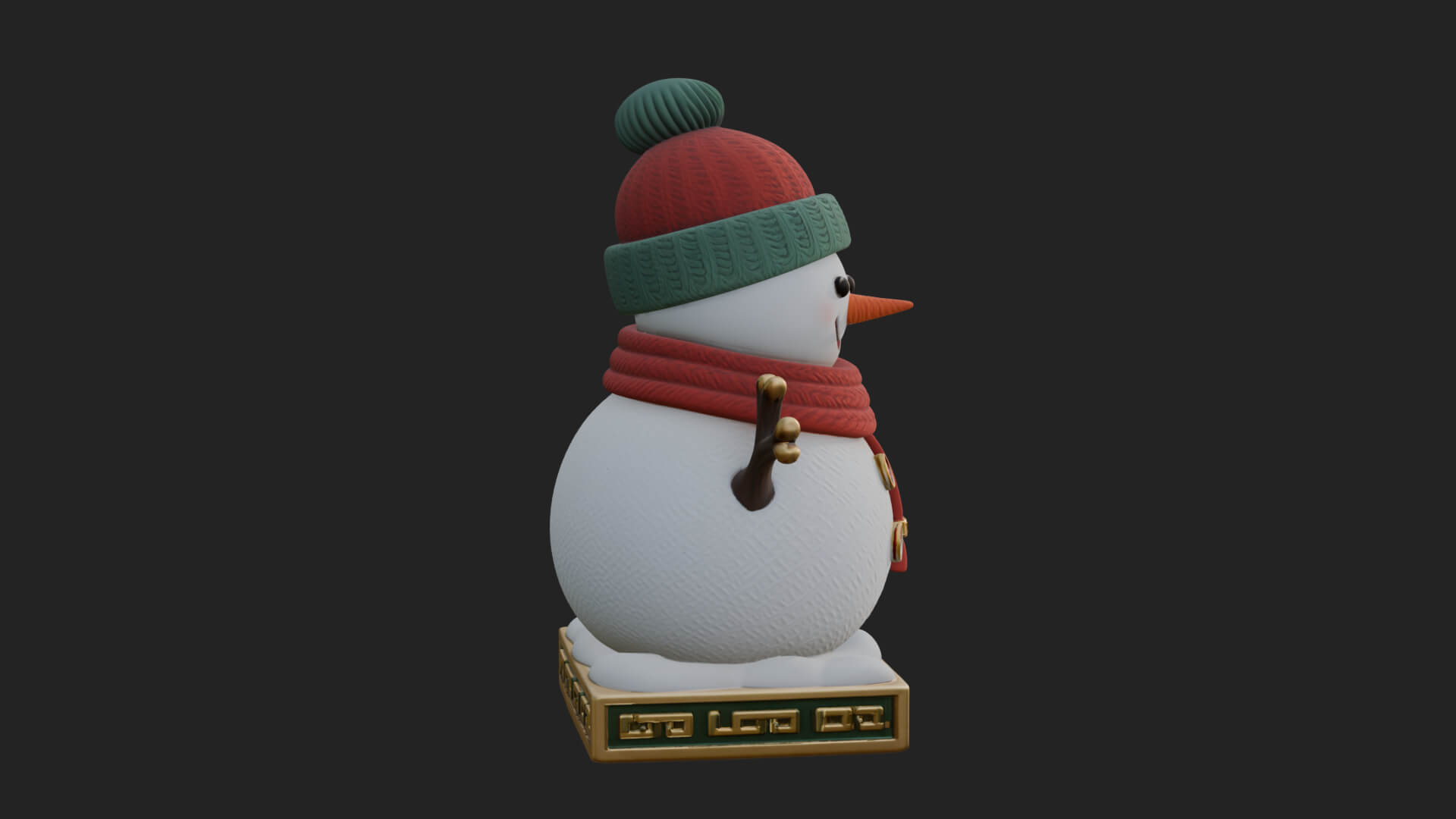 Knit Hat Snowman Statue Design 10 3D Print Model 3D Model