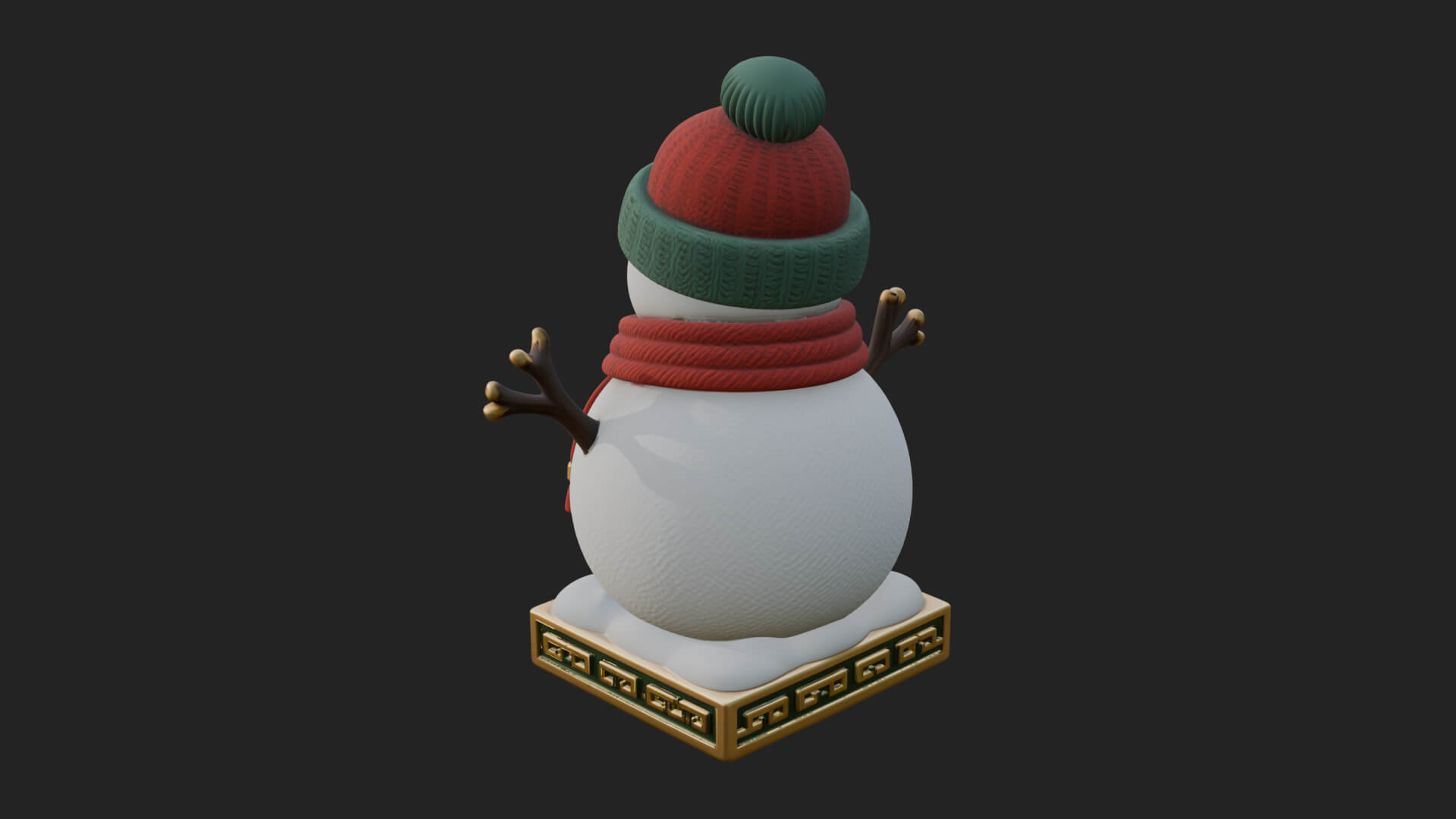 Knit Hat Snowman Statue Design 10 3D Print Model 3D Model