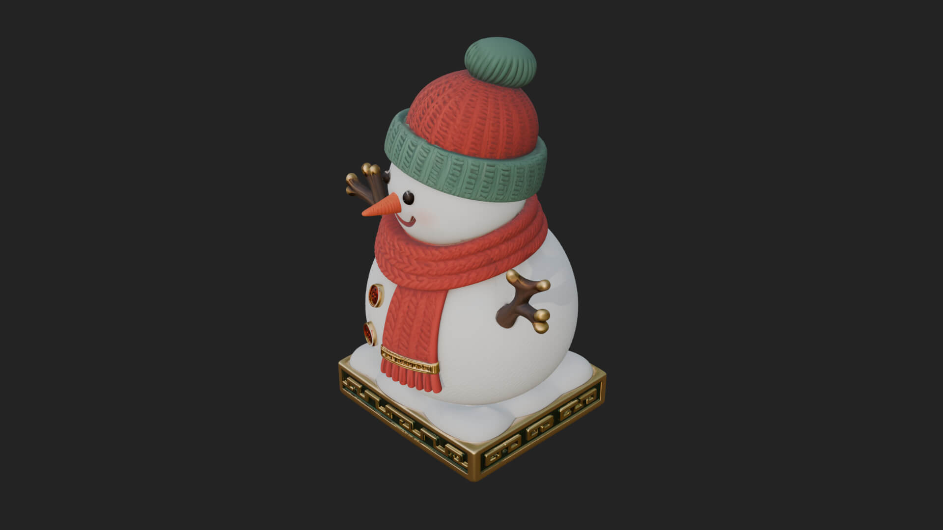 Knit Hat Snowman Statue Design 10 3D Print Model 3D Model