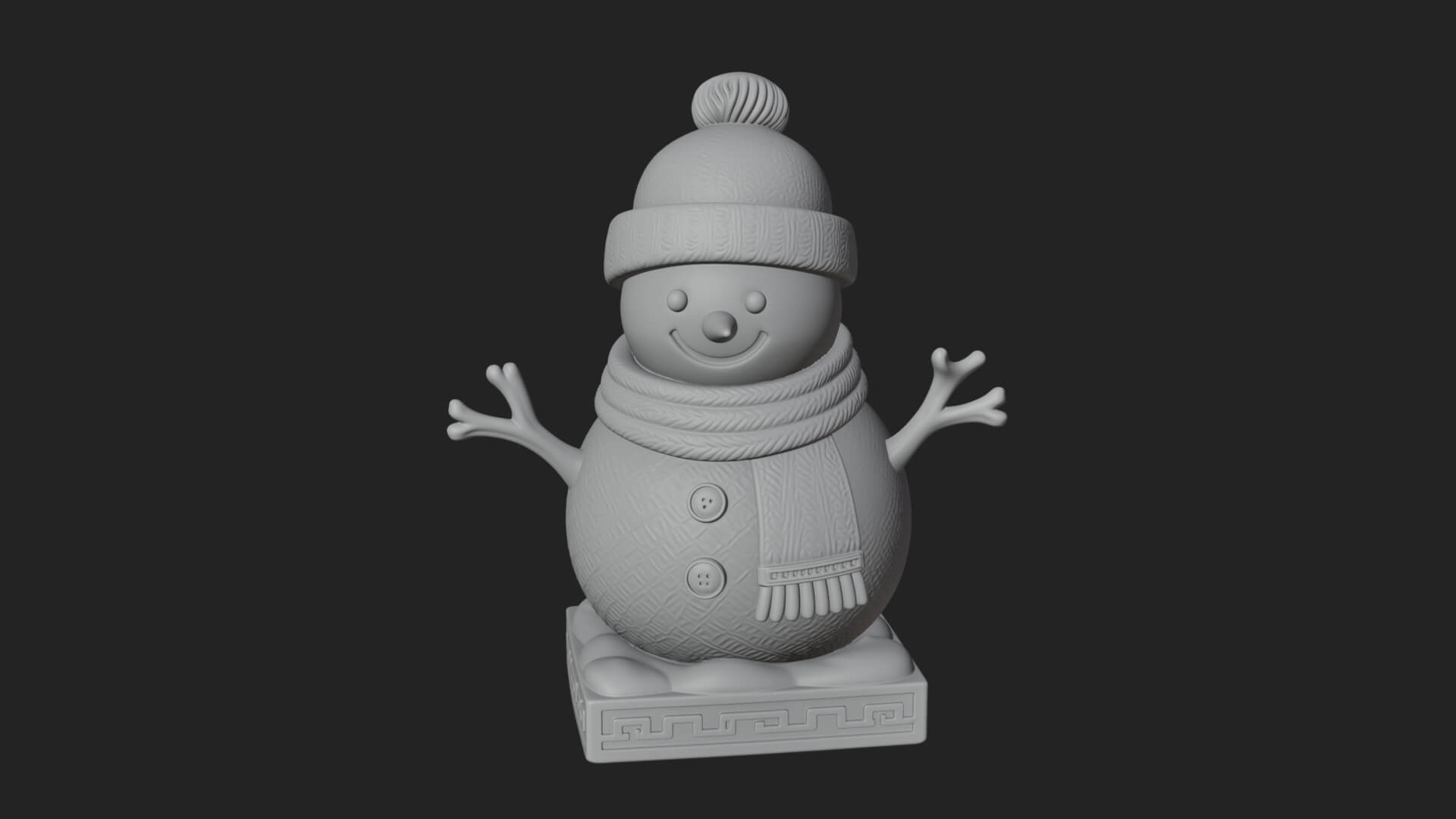 Knit Hat Snowman Statue Design 10 3D Print Model 3D Model