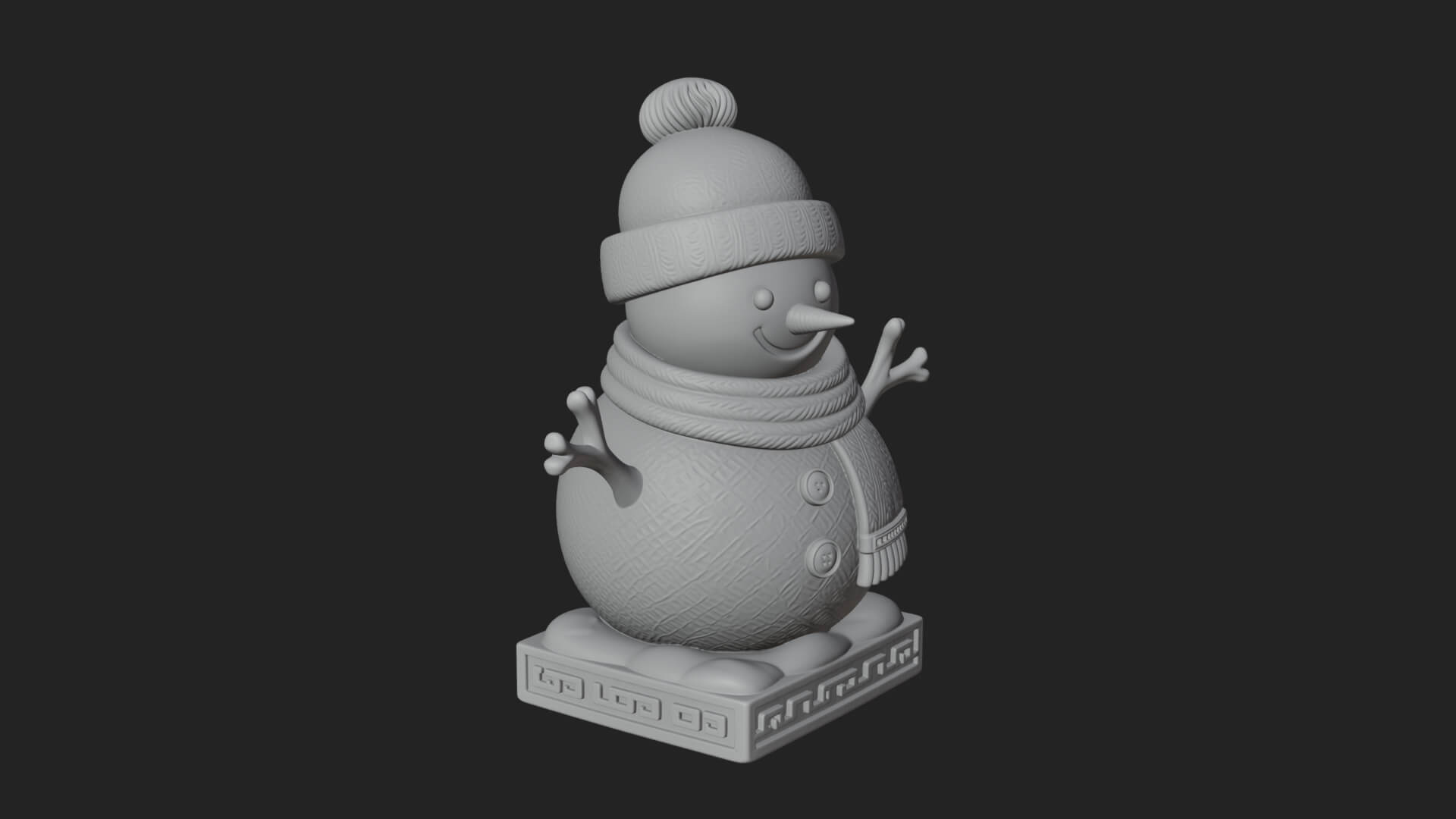 Knit Hat Snowman Statue Design 10 3D Print Model 3D Model
