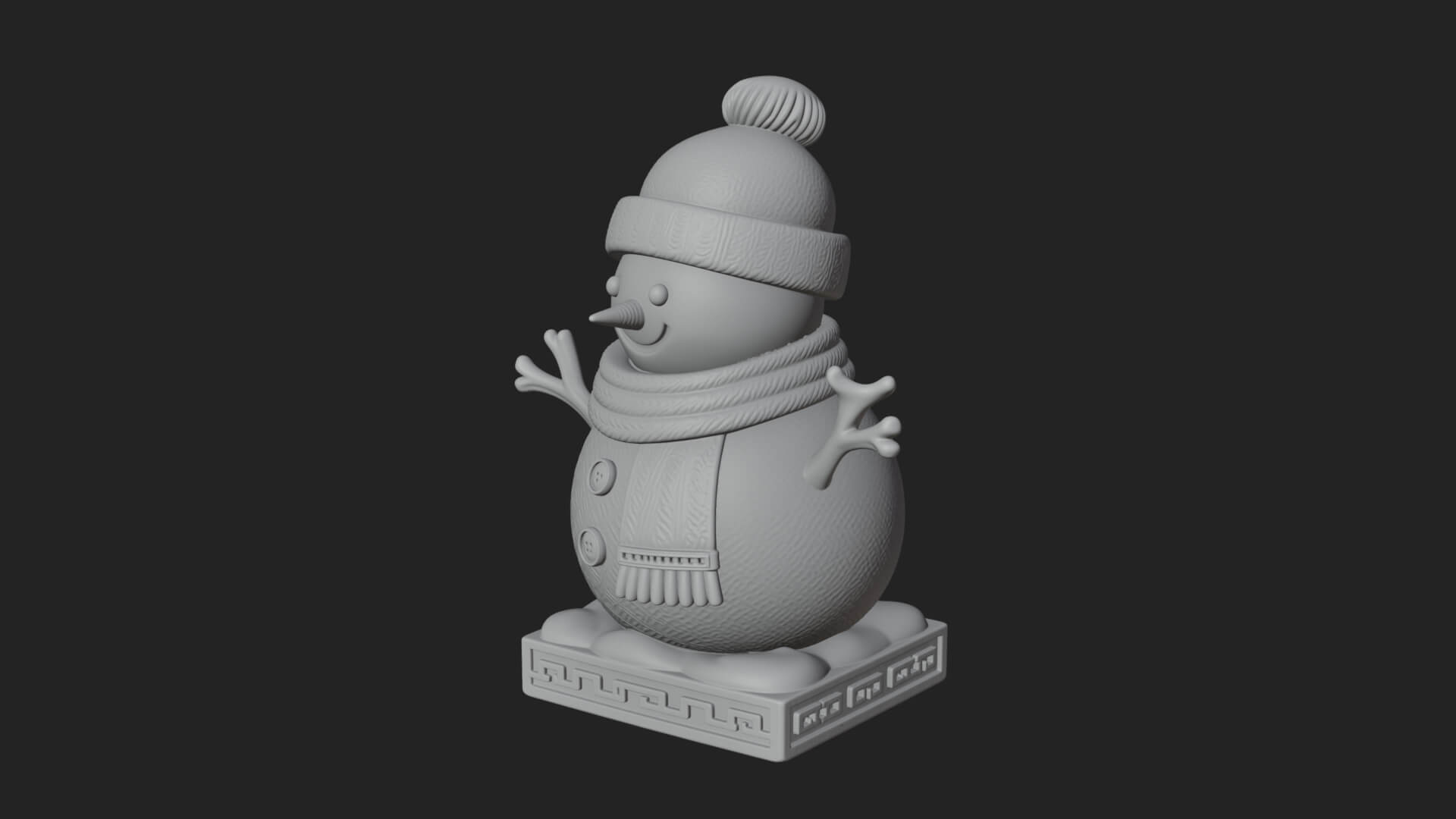 Knit Hat Snowman Statue Design 10 3D Print Model 3D Model