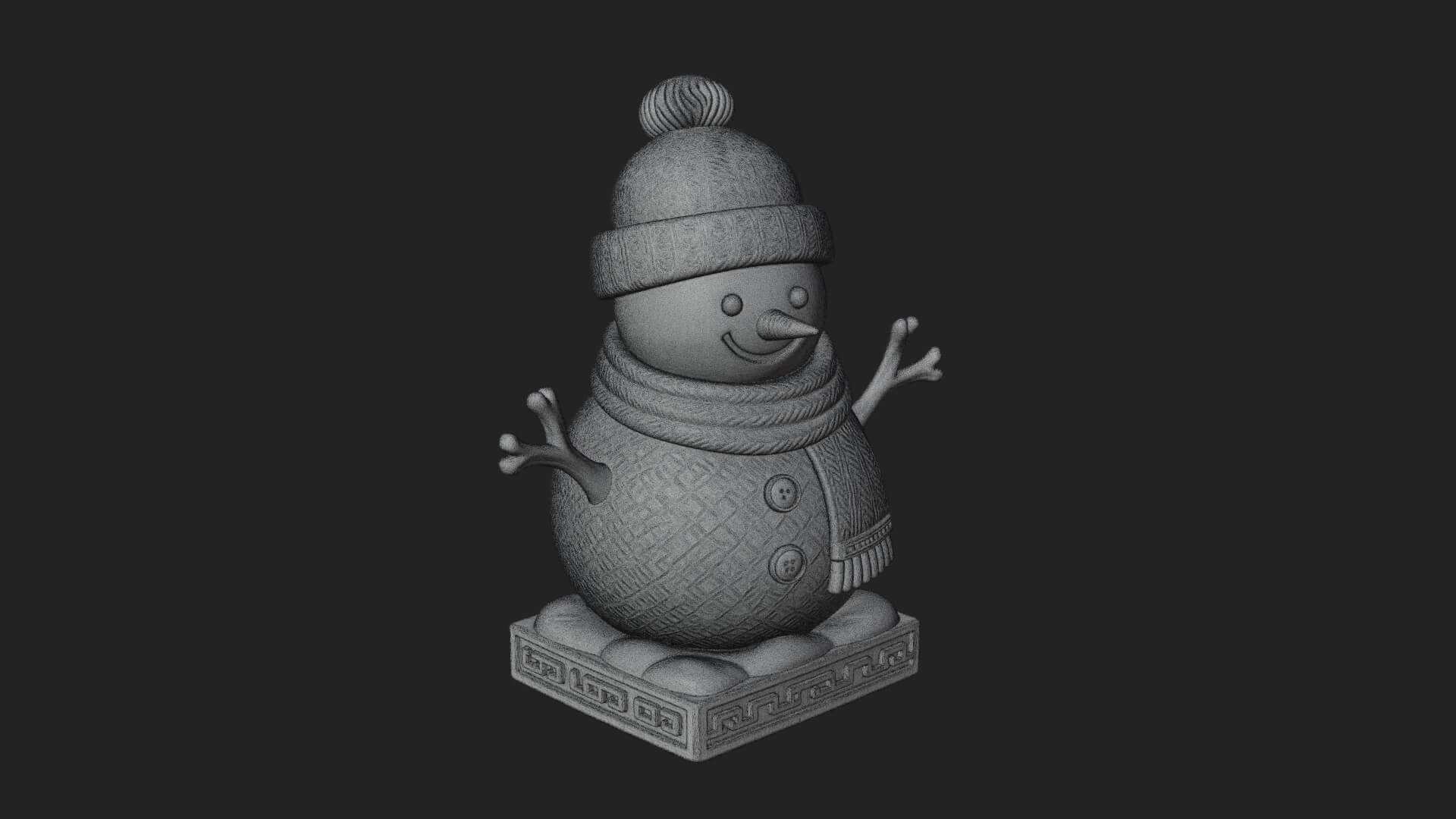 Knit Hat Snowman Statue Design 10 3D Print Model 3D Model
