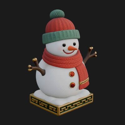 Knit Hat Snowman Statue Design 10 3D Print Model