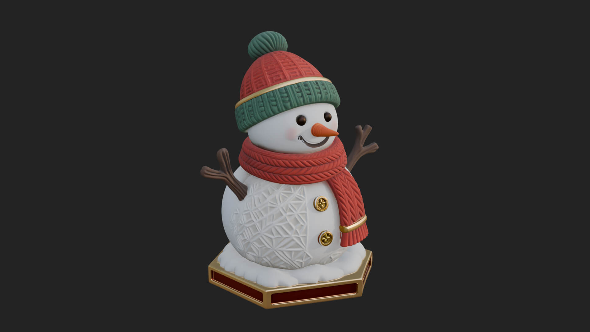 Knit Hat Snowman Statue Design 11 3D Print Model 3D Model