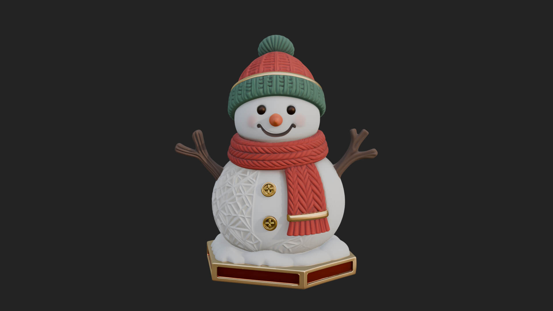 Knit Hat Snowman Statue Design 11 3D Print Model 3D Model