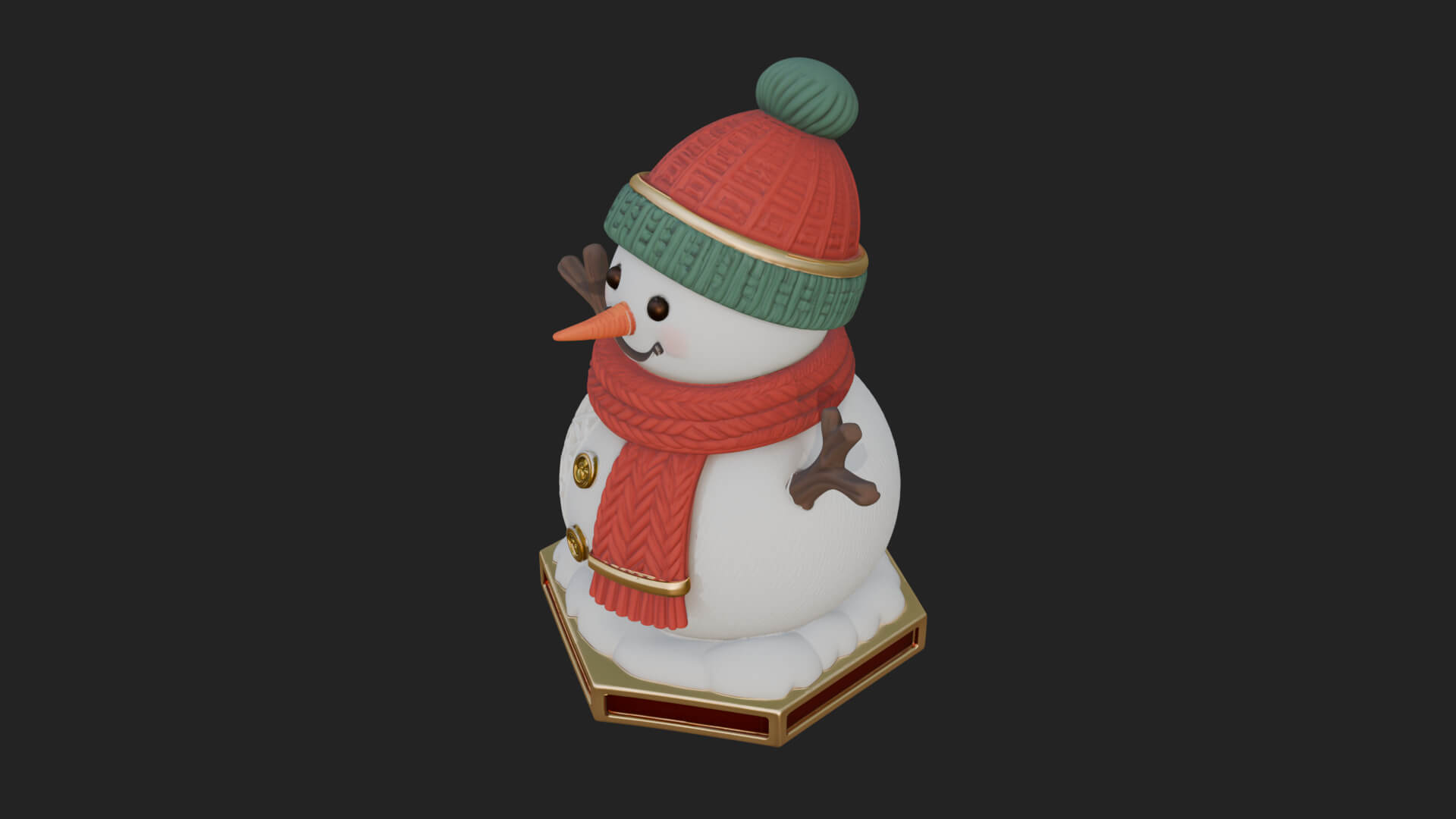Knit Hat Snowman Statue Design 11 3D Print Model 3D Model
