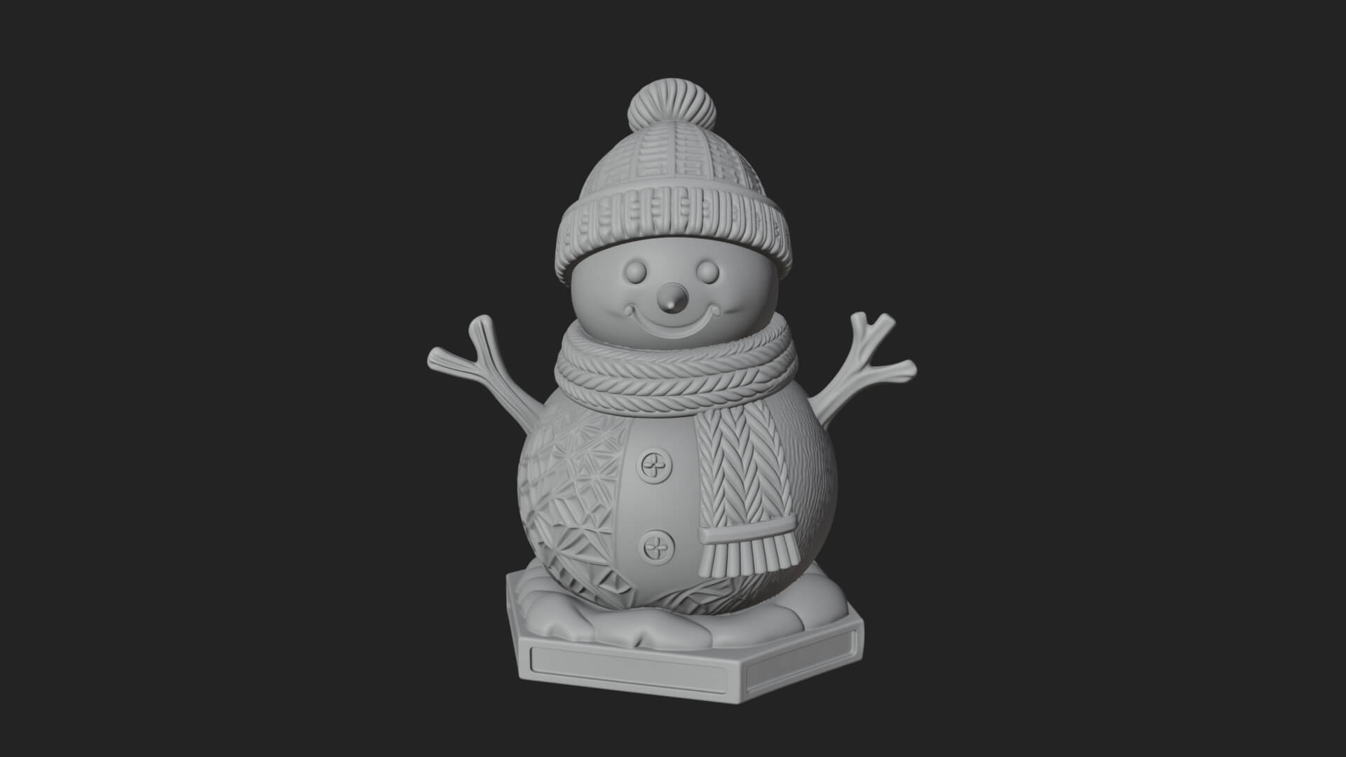 Knit Hat Snowman Statue Design 11 3D Print Model 3D Model
