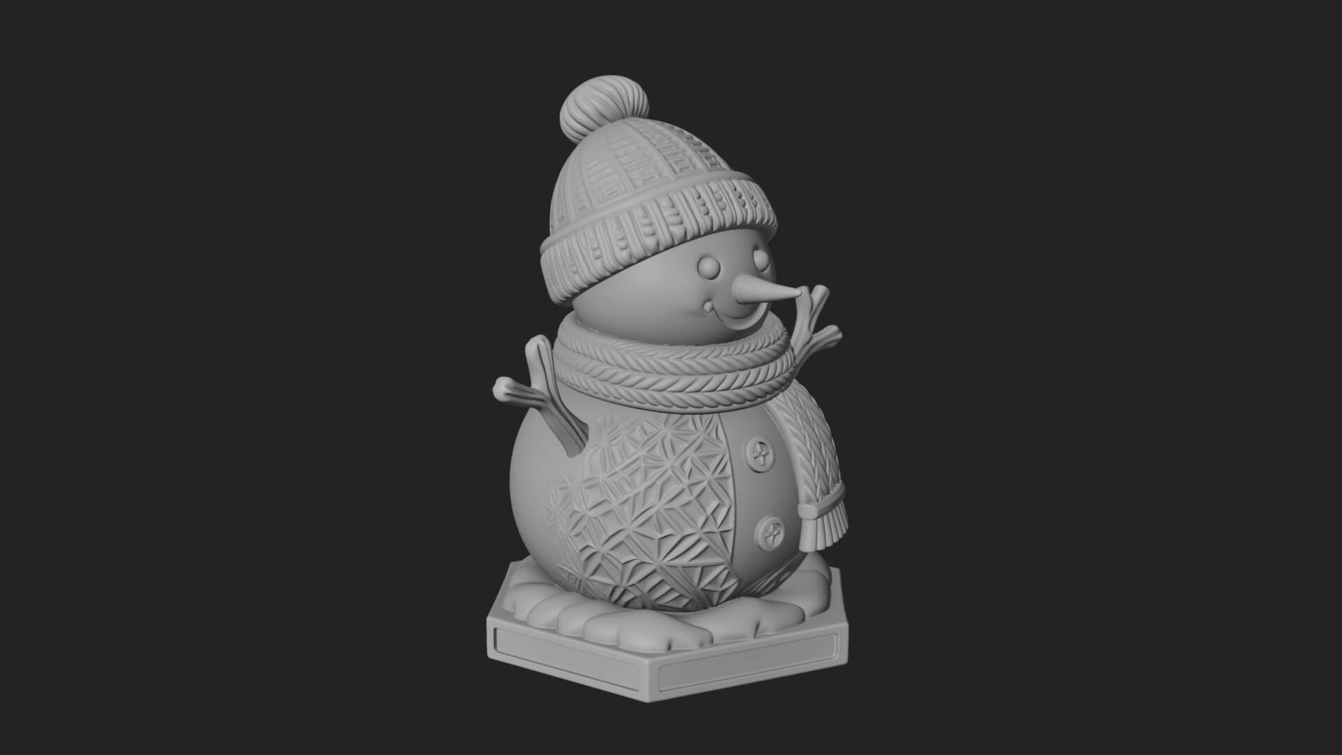 Knit Hat Snowman Statue Design 11 3D Print Model 3D Model