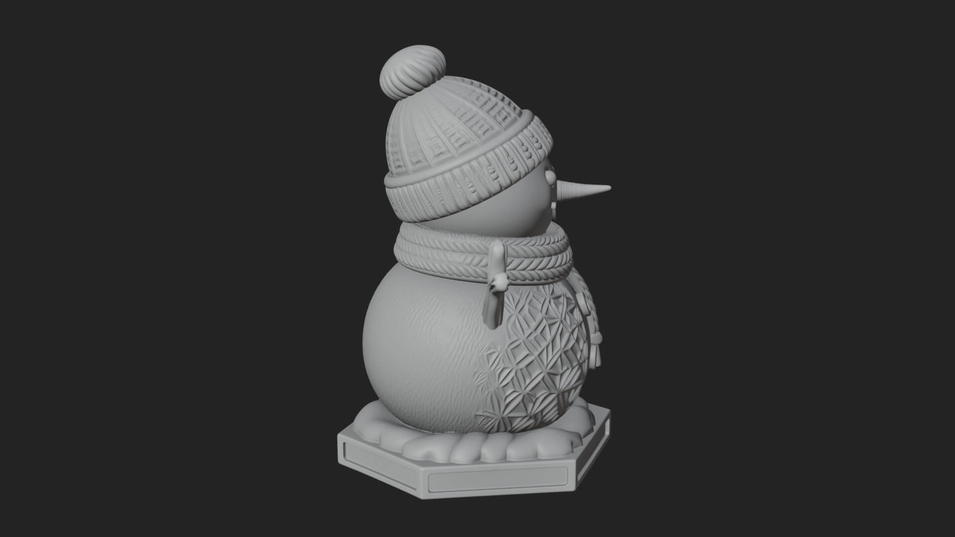 Knit Hat Snowman Statue Design 11 3D Print Model 3D Model