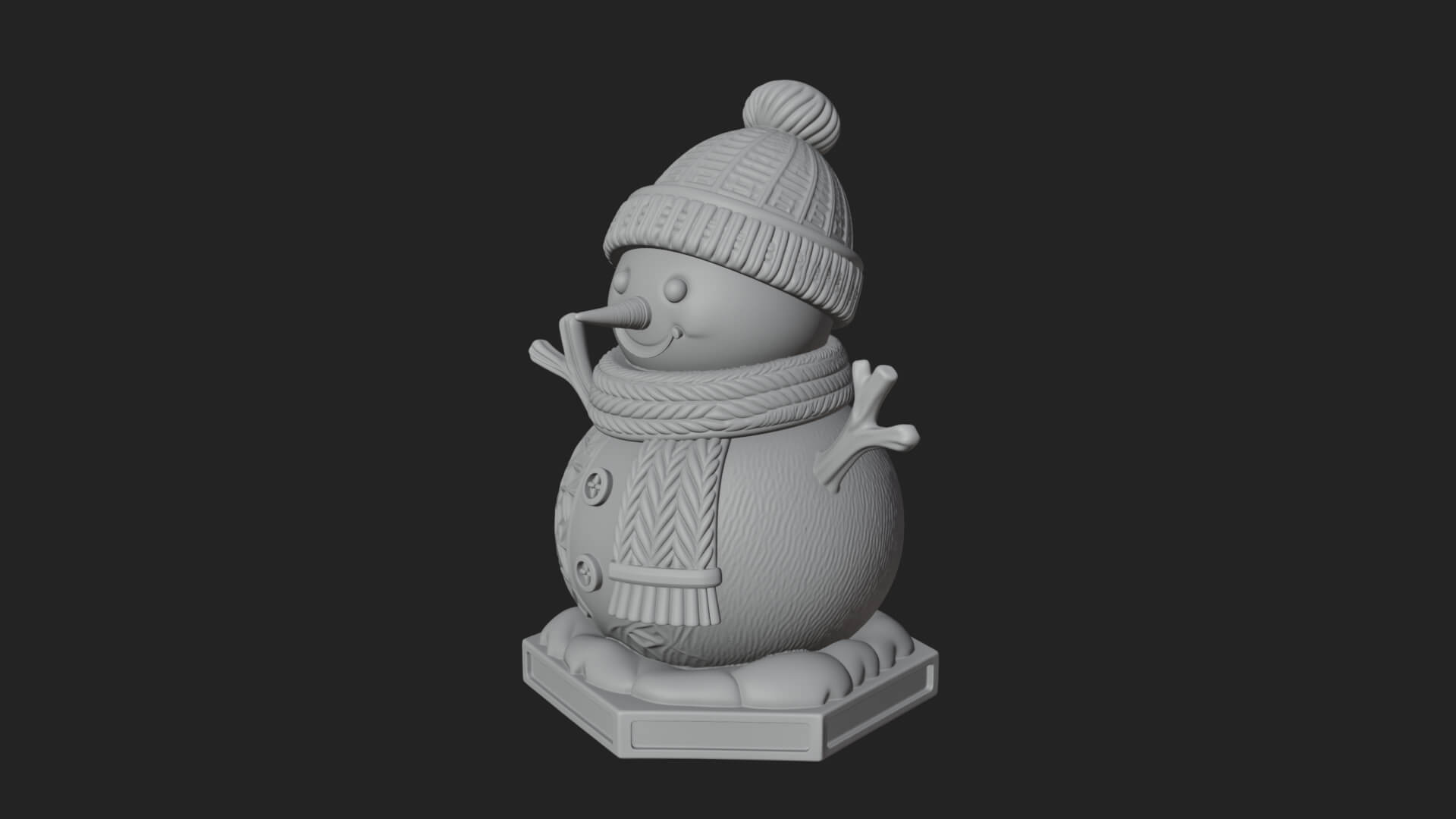 Knit Hat Snowman Statue Design 11 3D Print Model 3D Model