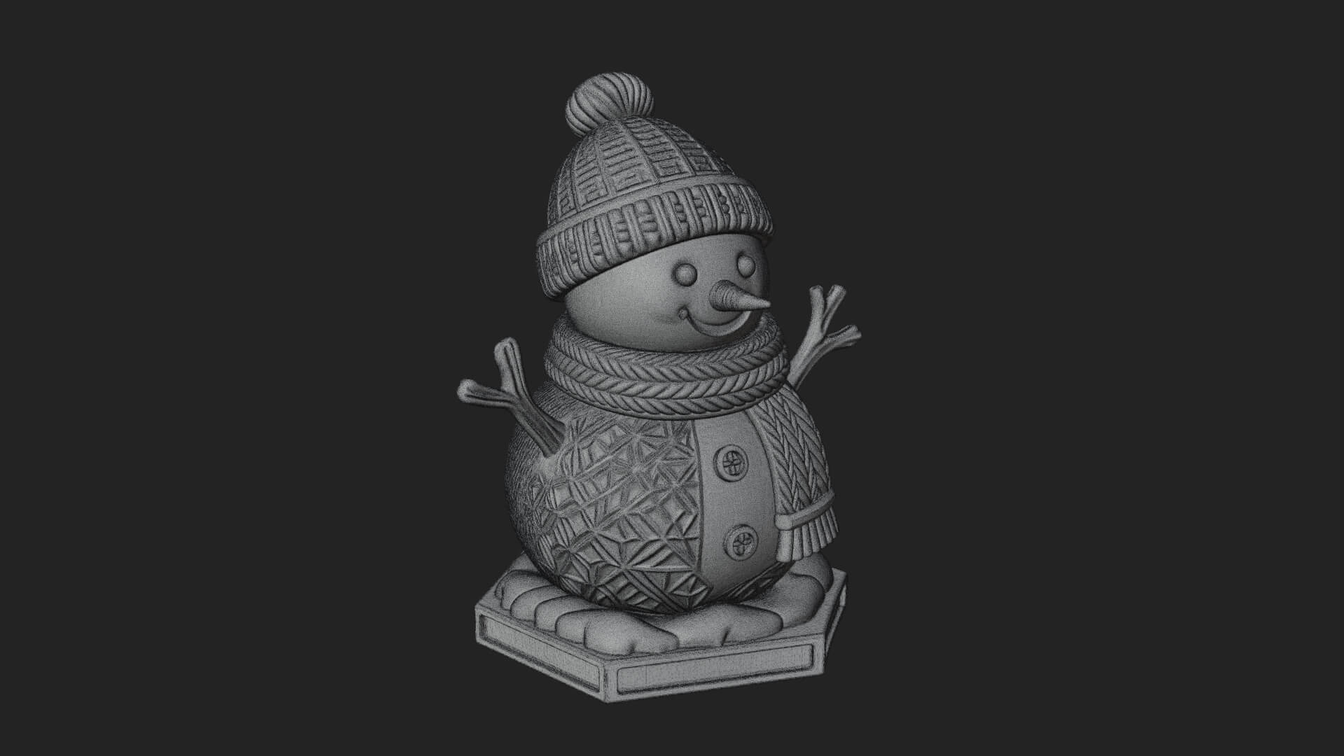 Knit Hat Snowman Statue Design 11 3D Print Model 3D Model